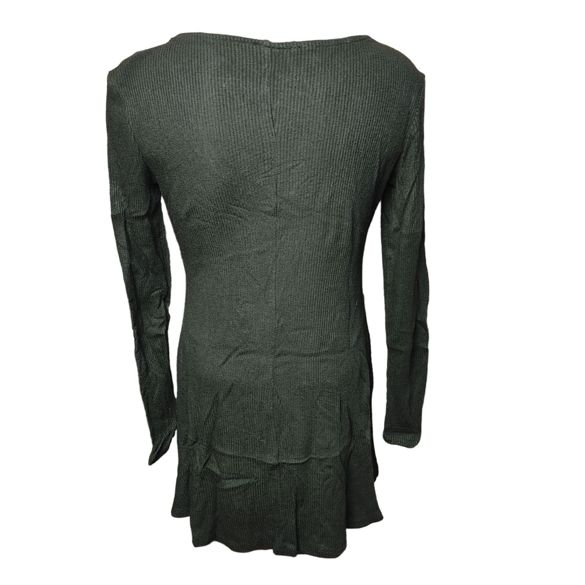 Other Wild Fable Women's Black Knit Ribbed Long Sleeve Tie Front D Size L / US 10 / IT 46 - 2 Thumbnail