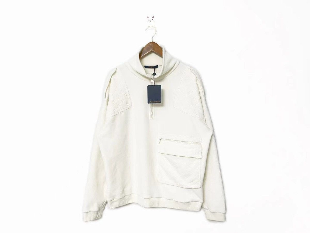 image of Louis Vuitton Velour Multi Pocket Half Zip Jacket in White, Men's (Size Small)
