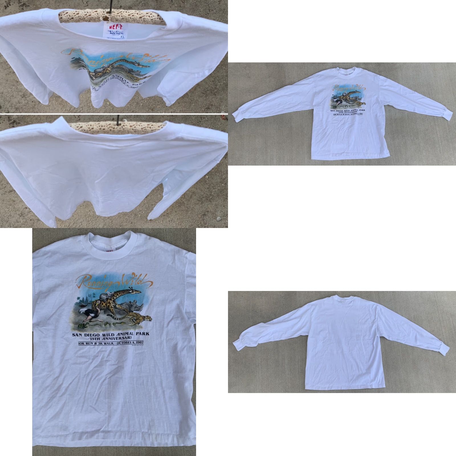 TEE JAYS VINTAGE Running Wild San Diego Wild Animal Park Long Sleeve T Shirt 1980s 80s XL Size US XL / EU 56 / 4 - 9 Thumbnail