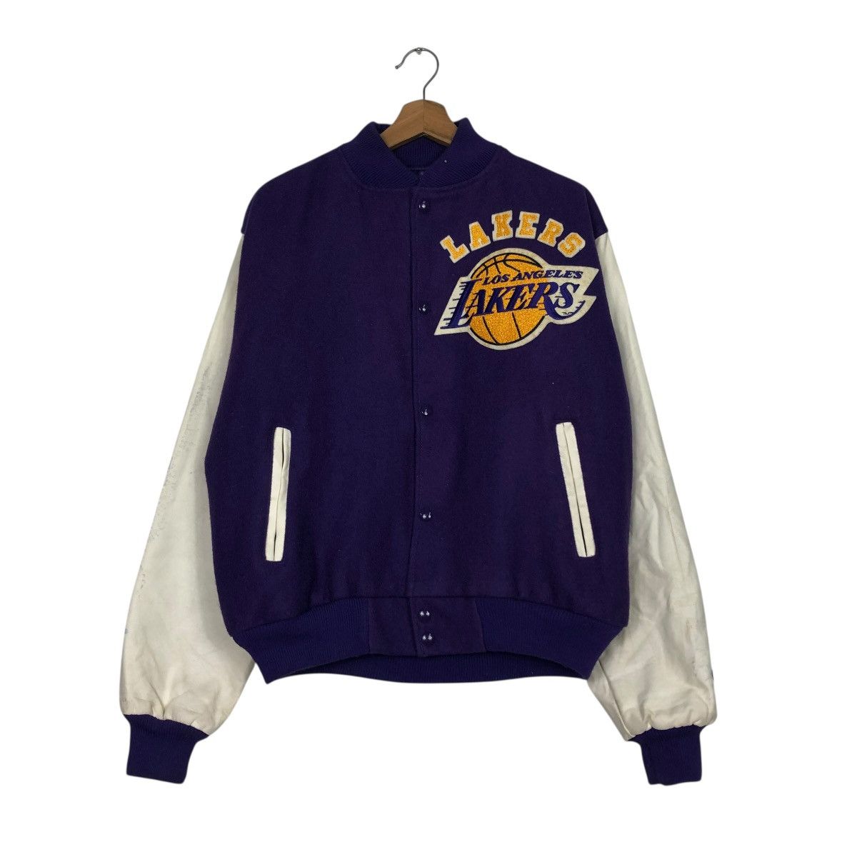 Chalk Line 🔥VINTAGE VARSITY LEATHER JACKET CHALK LINE LAKERS BIG LOGO Size US L / EU 52-54 / 3 - 3 Thumbnail
