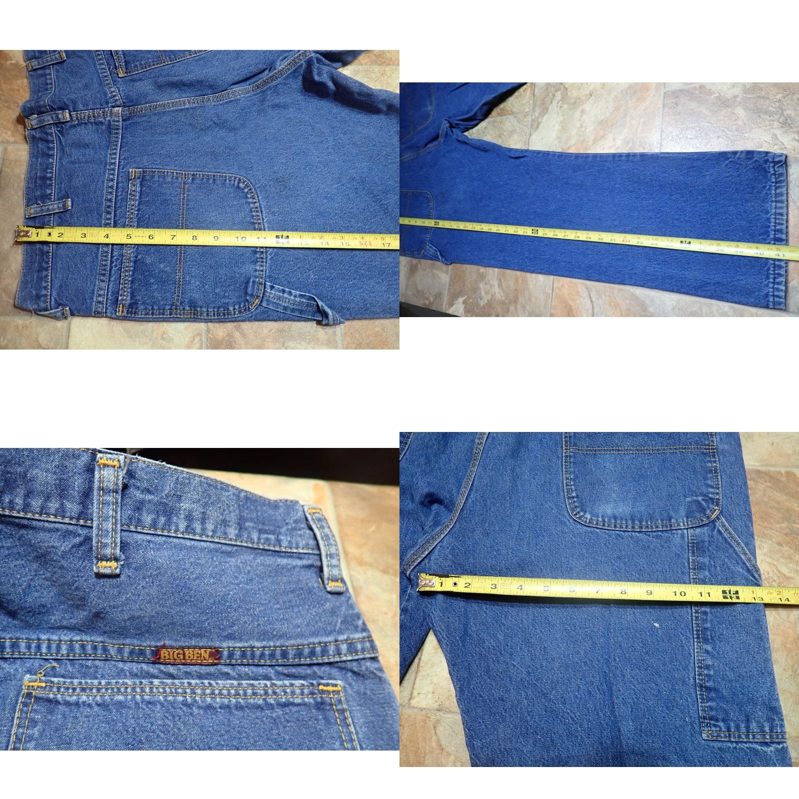 Wrangler VINTAGE Wrangler Big Ben Carpenter Jeans 38x30 Dark Blue Denim Workwear Mens Size US 38 / EU 54 - 8 Thumbnail