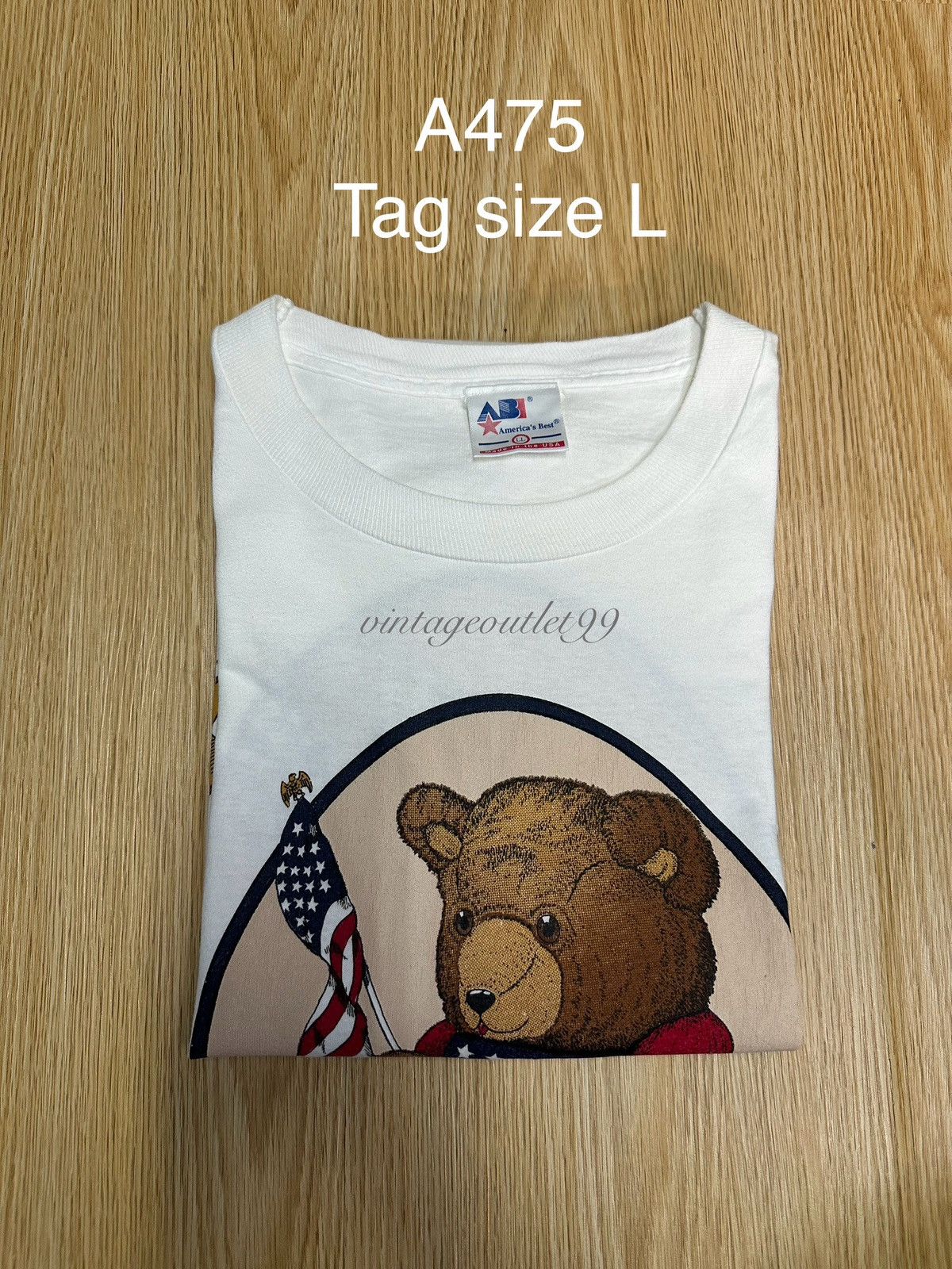 Vintage Vintage Bear America Best Flag Single Stitch Tshirt A475 Size US L / EU 52-54 / 3 - 14 Thumbnail