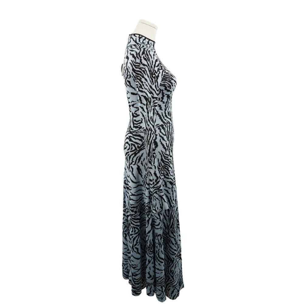 Designer NWT Proenza Schouler Fluid Jacquard Viscose Blue Black Dress Size S / US 4 / IT 40 - 2 Thumbnail