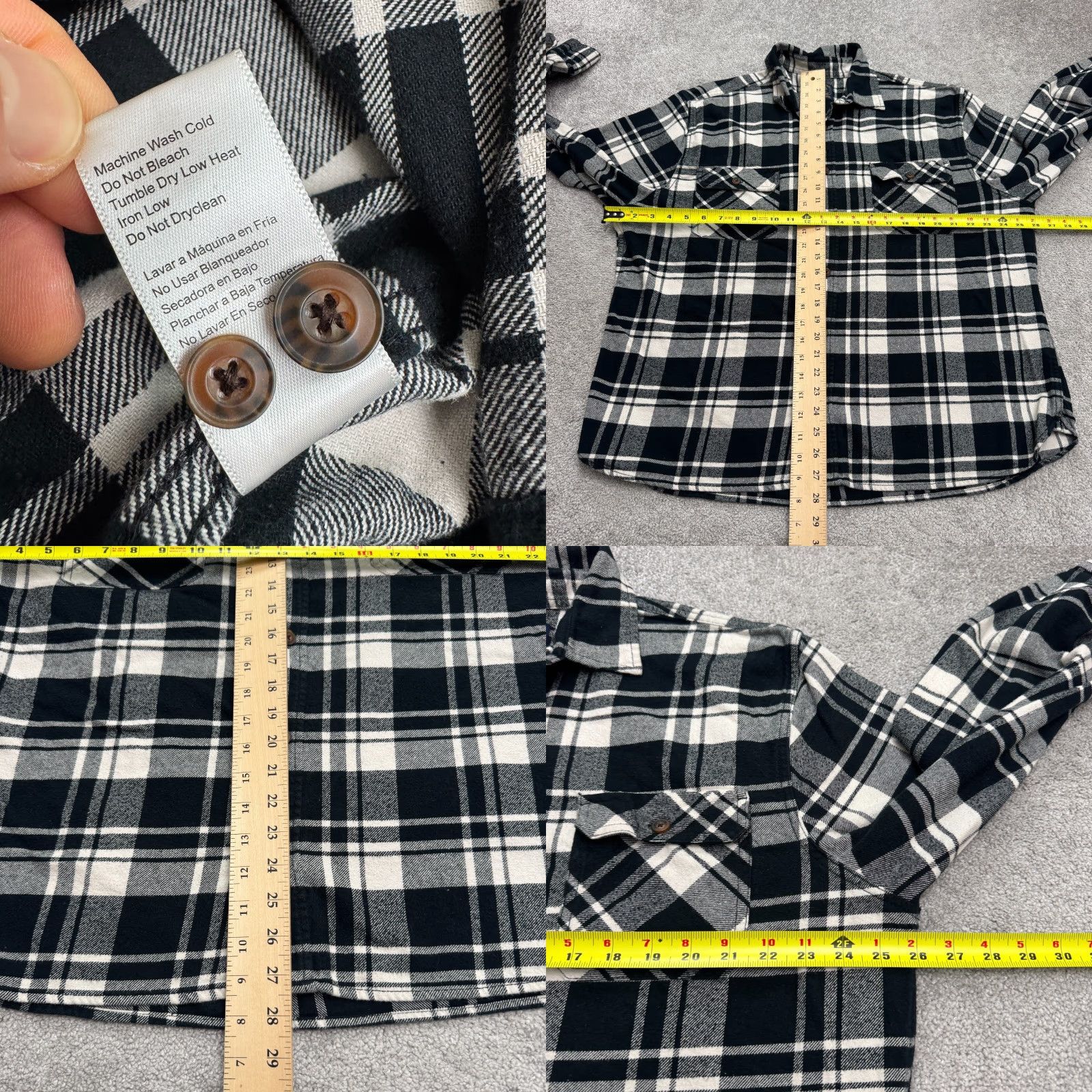 Vintage JACHS Heritage Plaid Flannel Button-Down Shirt Men 2XL Black White Cotton Casual Size US XXL / EU 58 / 5 - 8 Thumbnail