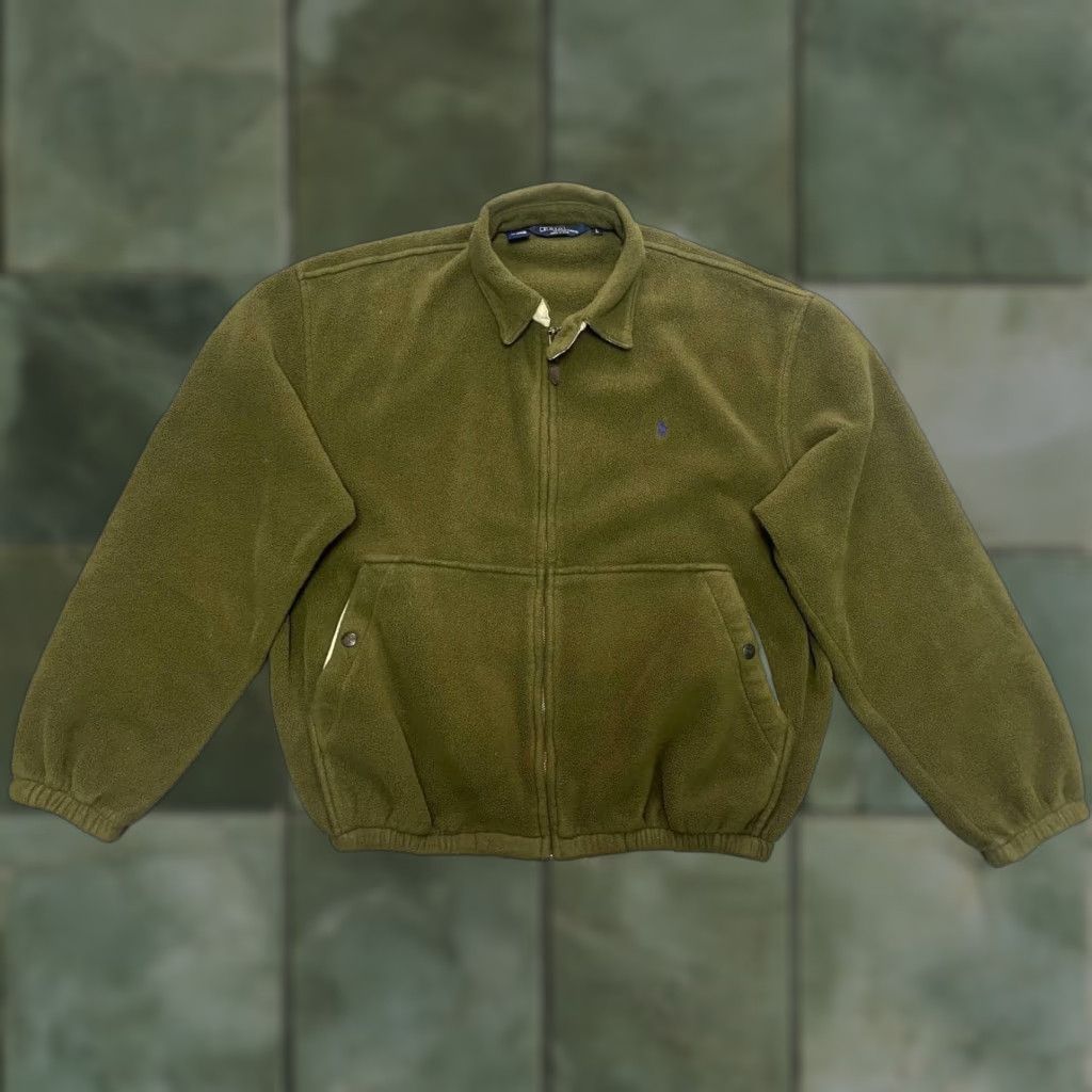 Polo Ralph Lauren POLO RALPH LAUREN KHaki Fleece Swing Top Full Zip MADE IN USA 1980S 90S Large MENS XXL? Size US L / EU 52-54 / 3 - 1 Thumbnail