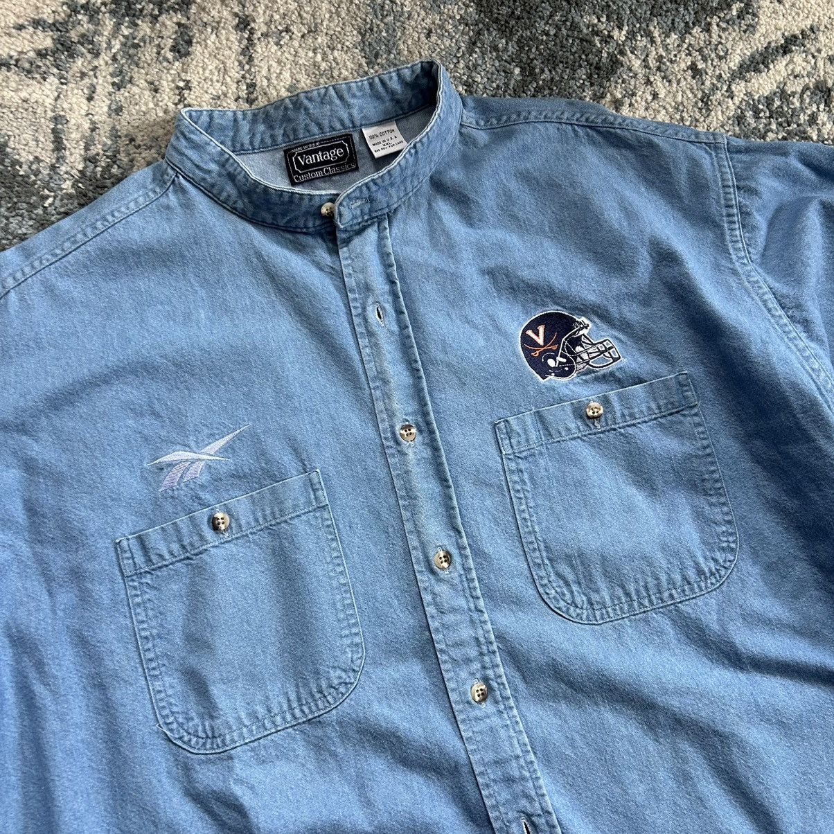 Reebok 90s UNiVERSiTY of ViRGiNiA CAVALiERS FOOTBALL DENiM MANDARiN Size US XXL / EU 58 / 5 - 1 Thumbnail