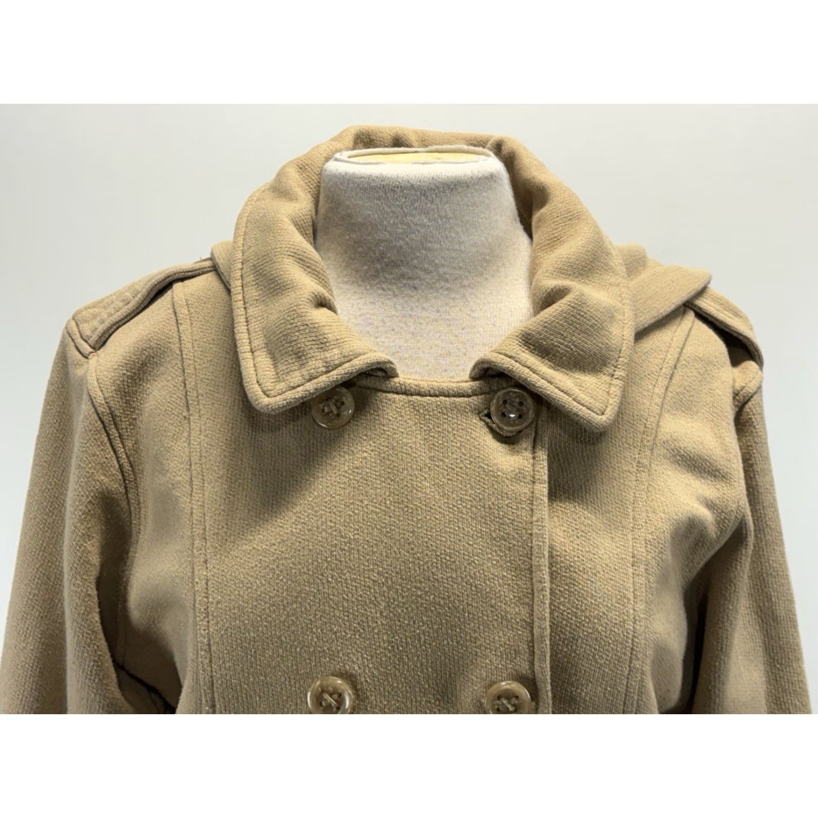 Doublet J Peterman Women M Tan Double Breasted Jacket Pea Coat Removable Hood Cotton Size M / US 6-8 / IT 42-44 - 6 Thumbnail