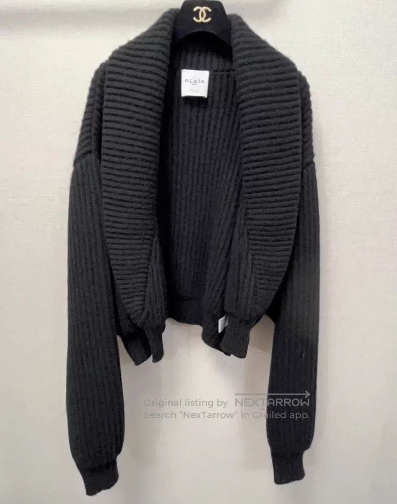 Alaia Alaia Black Ribbed Knit Open Cardigan Jacket Size XS / US 0-2 / IT 36-38 - 2 Thumbnail