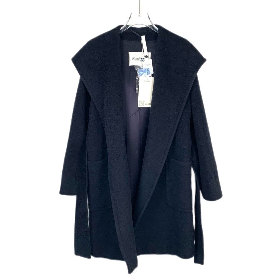 Max Mara MaxMara Camel Hair Coat Navy Belted Mid-Length (Size XS) Size XS / US 0-2 / IT 36-38 - 1 Thumbnail