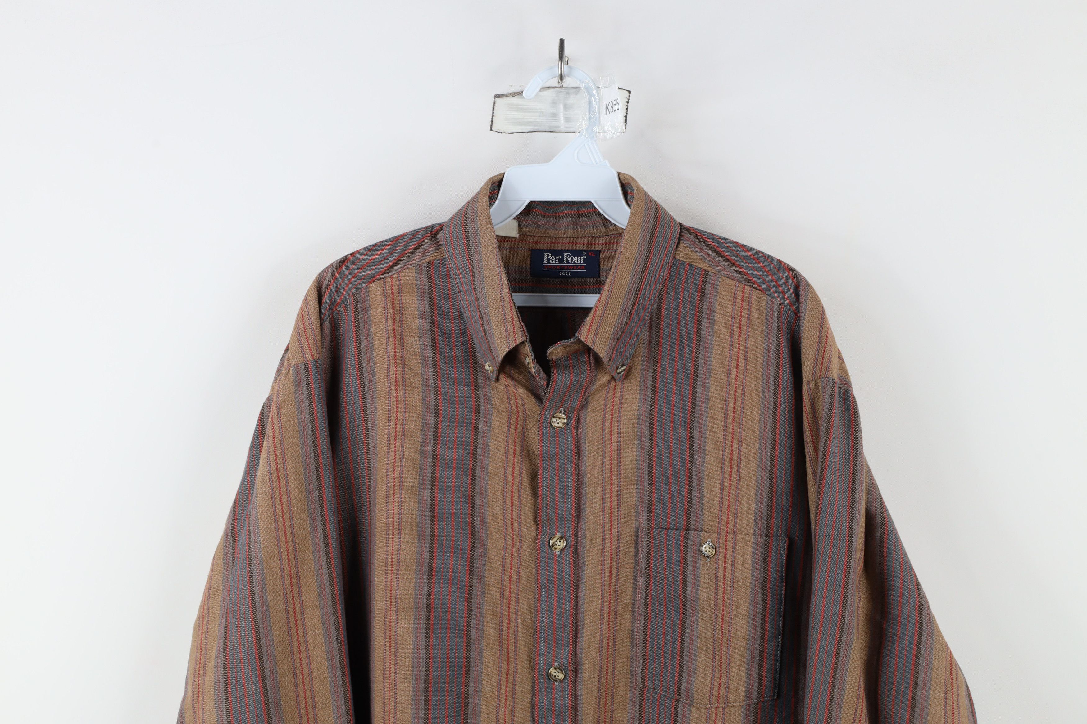 Vintage Vintage 90s Streetwear Earth Tone Striped Button Down Shirt Size US XL / EU 56 / 4 - 2 Thumbnail