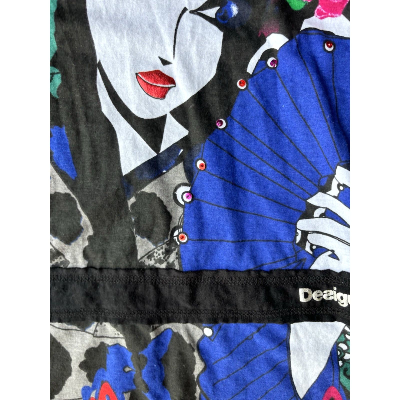 Desigual Y2K Desigual Long Sleeve Top Women's Large Art Face Retro Grunge Fairy Shirt Size L / US 10 / IT 46 - 6 Thumbnail