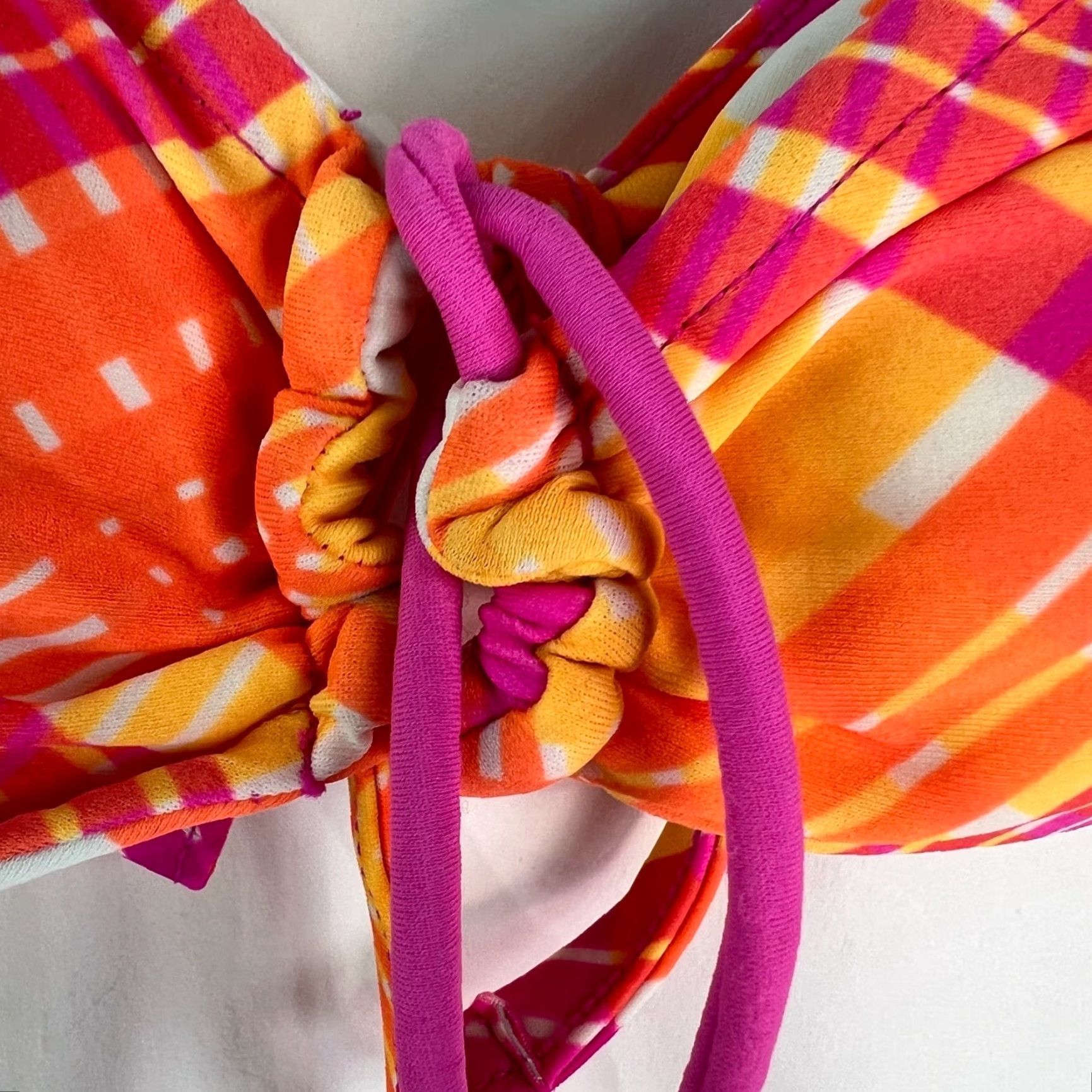 Pinko SO Womens Bikini Top Reversible Twist Front Swimwear XS Orange Pink - Adjustable Straps Padded Beach Sheer Summer Womens XS Size XS / US 0-2 / IT 36-38 - 3 Thumbnail