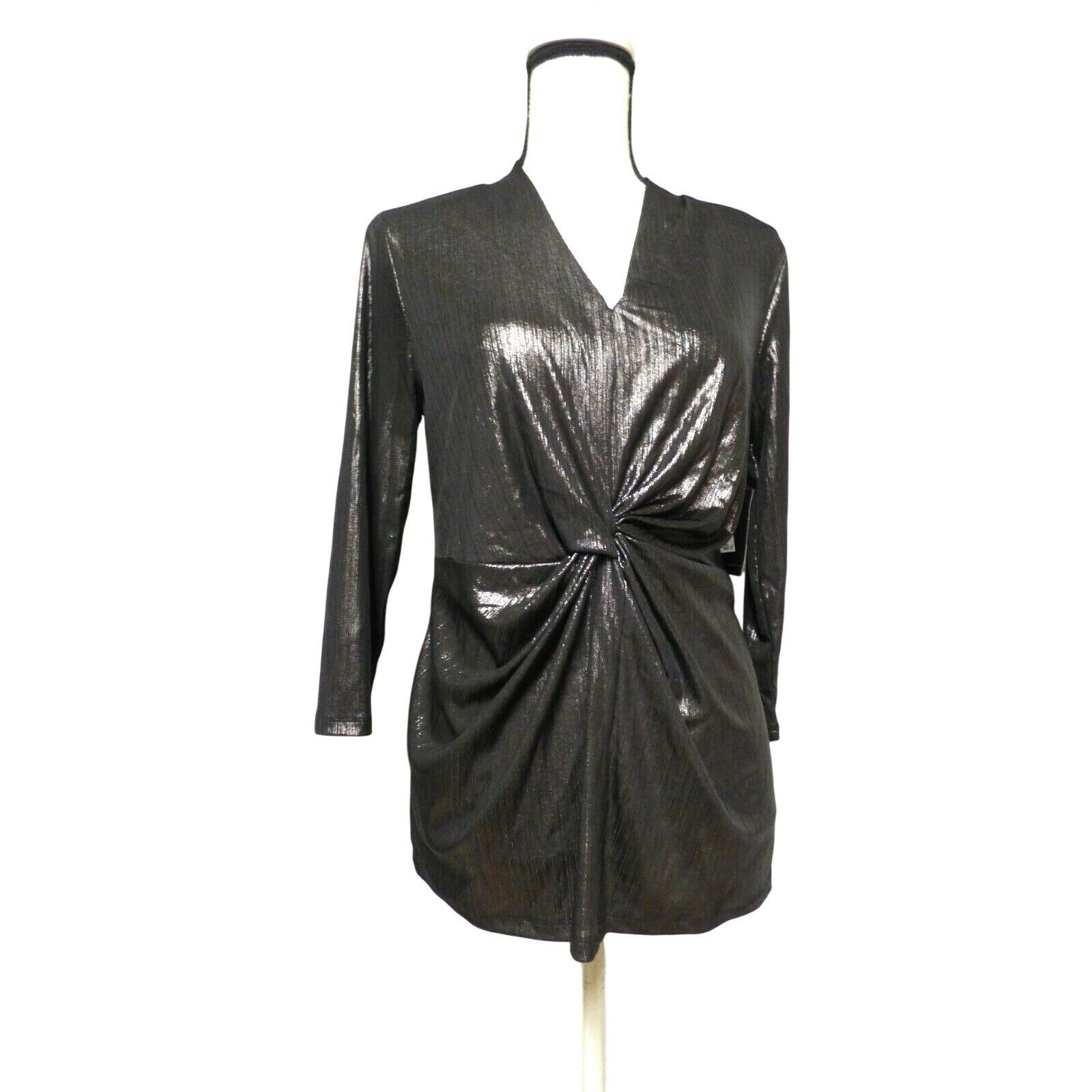 Alfani Alfani Metallic Twist-Front Top, Gunmetali, Size M Size M / US 6-8 / IT 42-44 - 1 Thumbnail