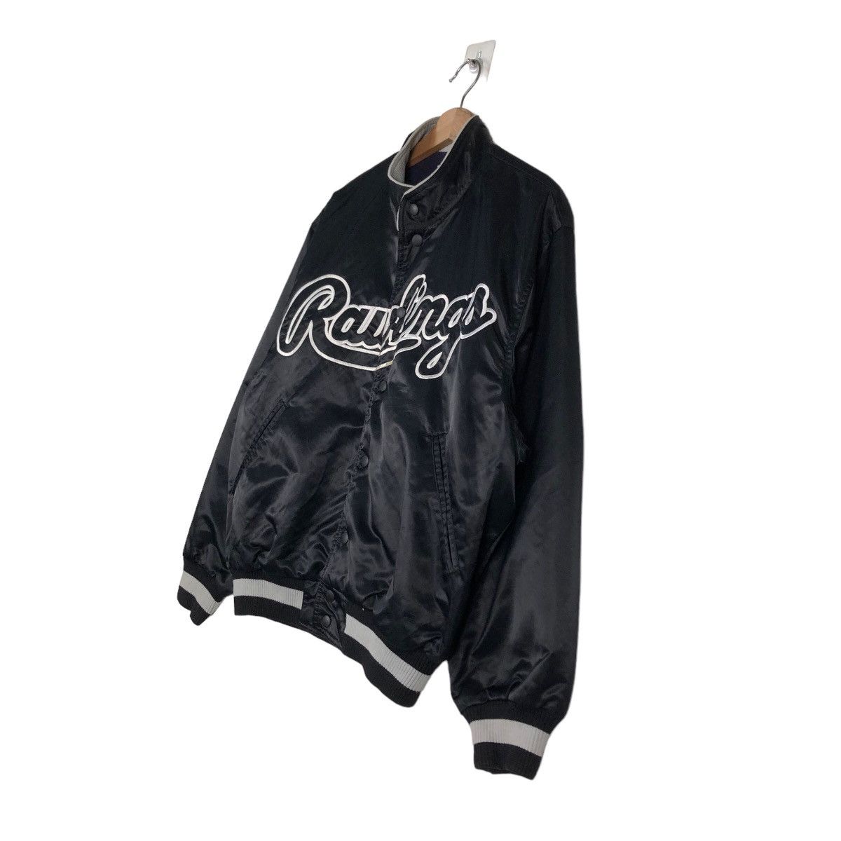 Japanese Brand 🔥Vintage Satin Bomber Jacket Rawlings Spell Out Big Logo Size US L / EU 52-54 / 3 - 2 Thumbnail
