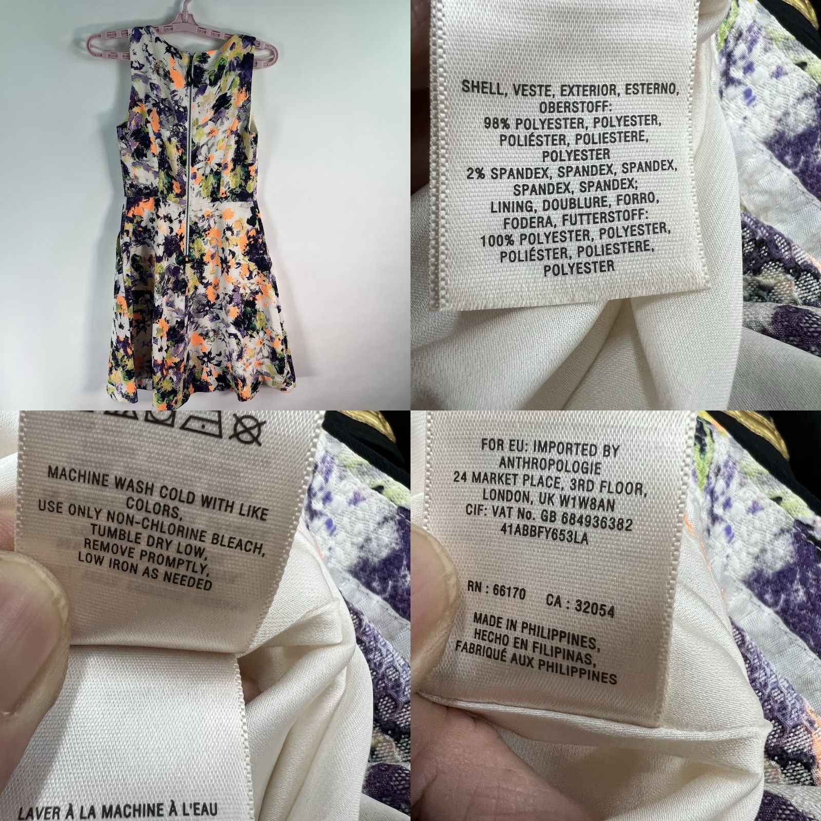 Anthropologie Maeve Anthropology Fit & Flare Dress Women’s Size 0 White/Purple NWT Size XS / US 0-2 / IT 36-38 - 8 Thumbnail