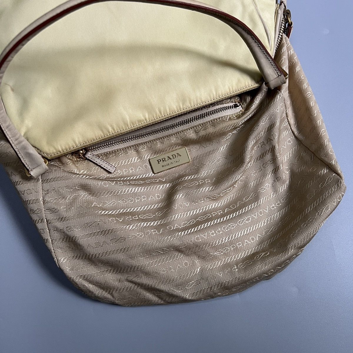 Prada Authentic Vintage Prada Tessuto "Champagne" Handbag Size ONE SIZE - 13 Thumbnail