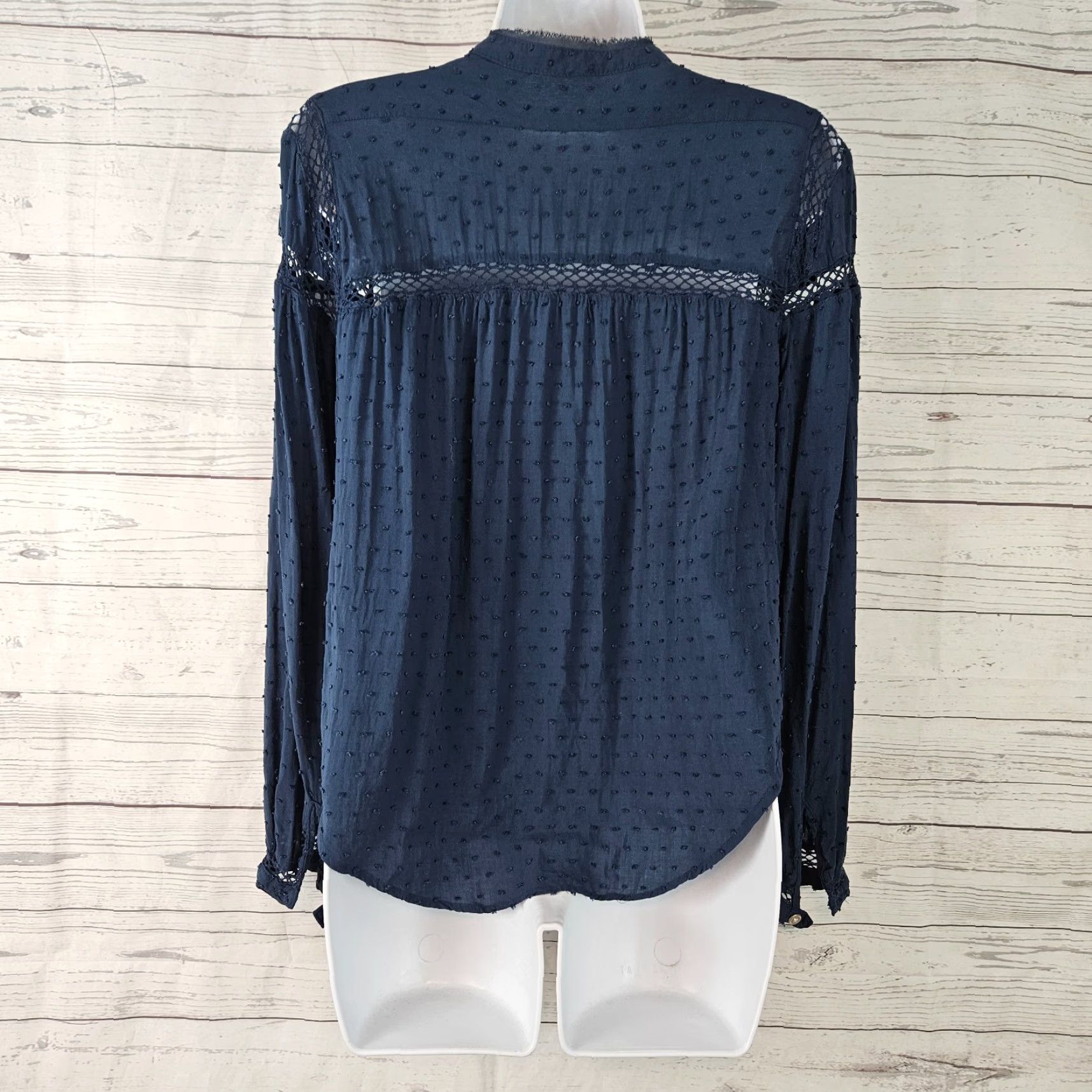 Free People Free People Button-Up Top XS Womens Blue Rayon Long Sleeve - NS? Size XS / US 0-2 / IT 36-38 - 3 Thumbnail