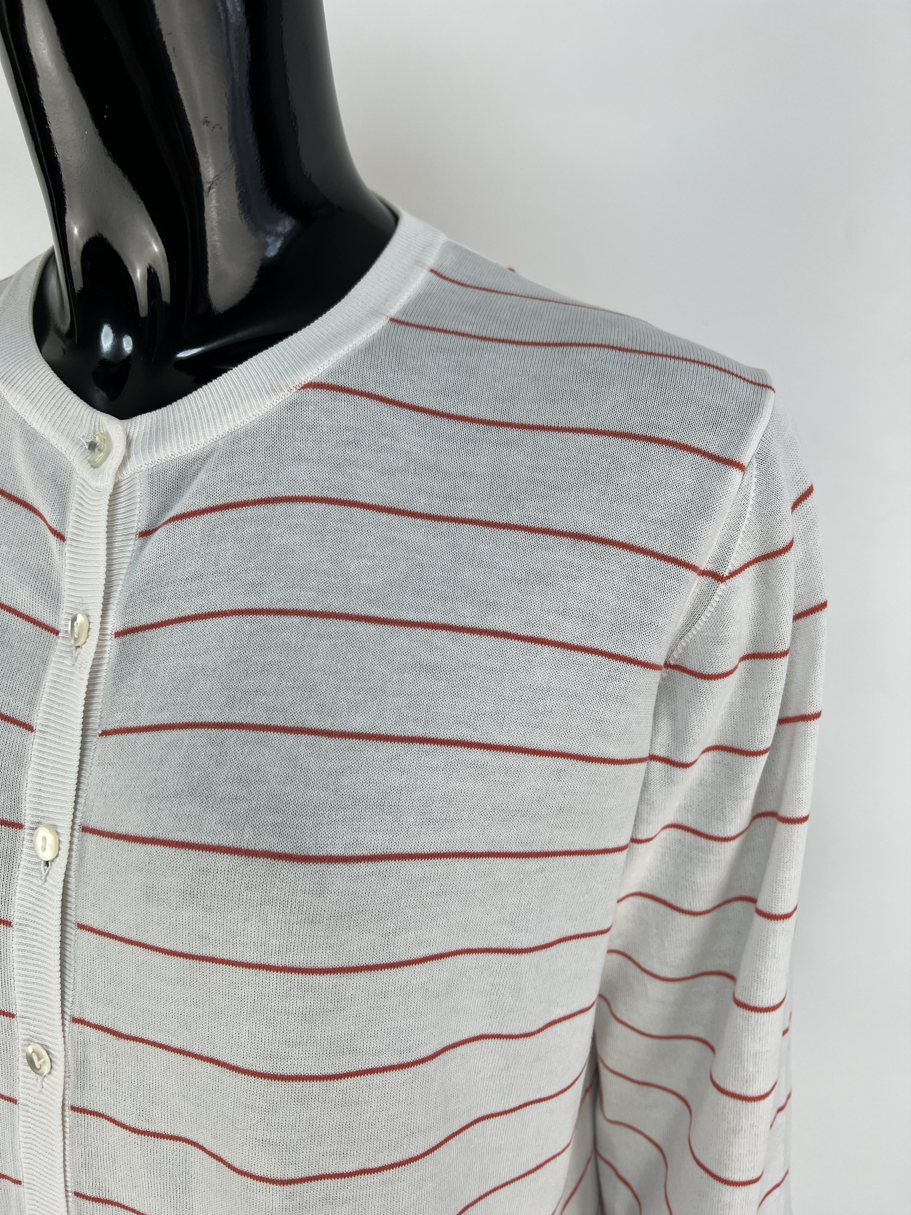Malo Malo 100% Cotton Striped Crew Neck Cardigan Size IT 46 Size L / US 10 / IT 46 - 6 Thumbnail