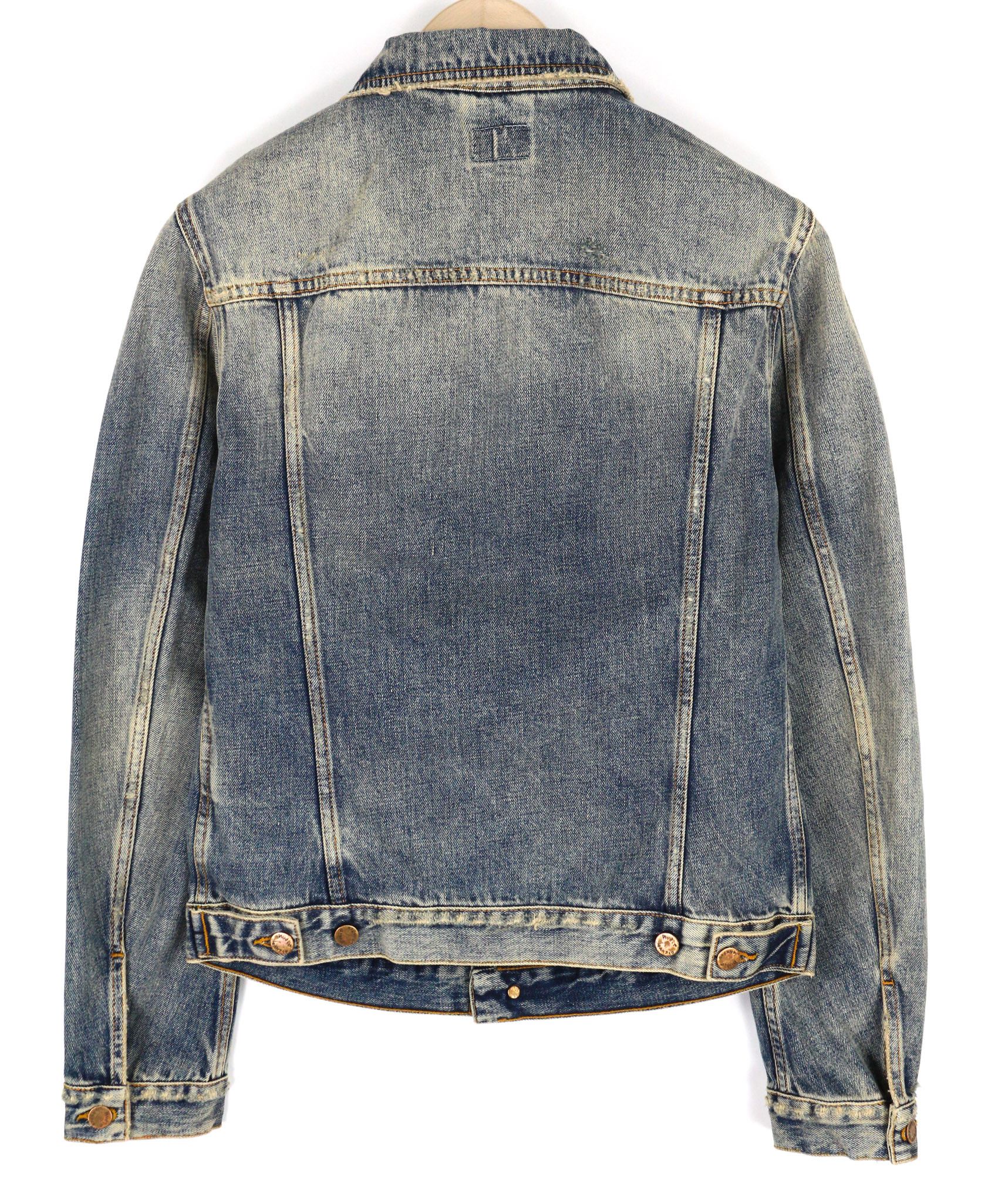 Nudie Jeans BILLY S Shimmering Indigo Washed Ripped Polo Jacket 82489 Size US S / EU 44-46 / 1 - 2 Thumbnail