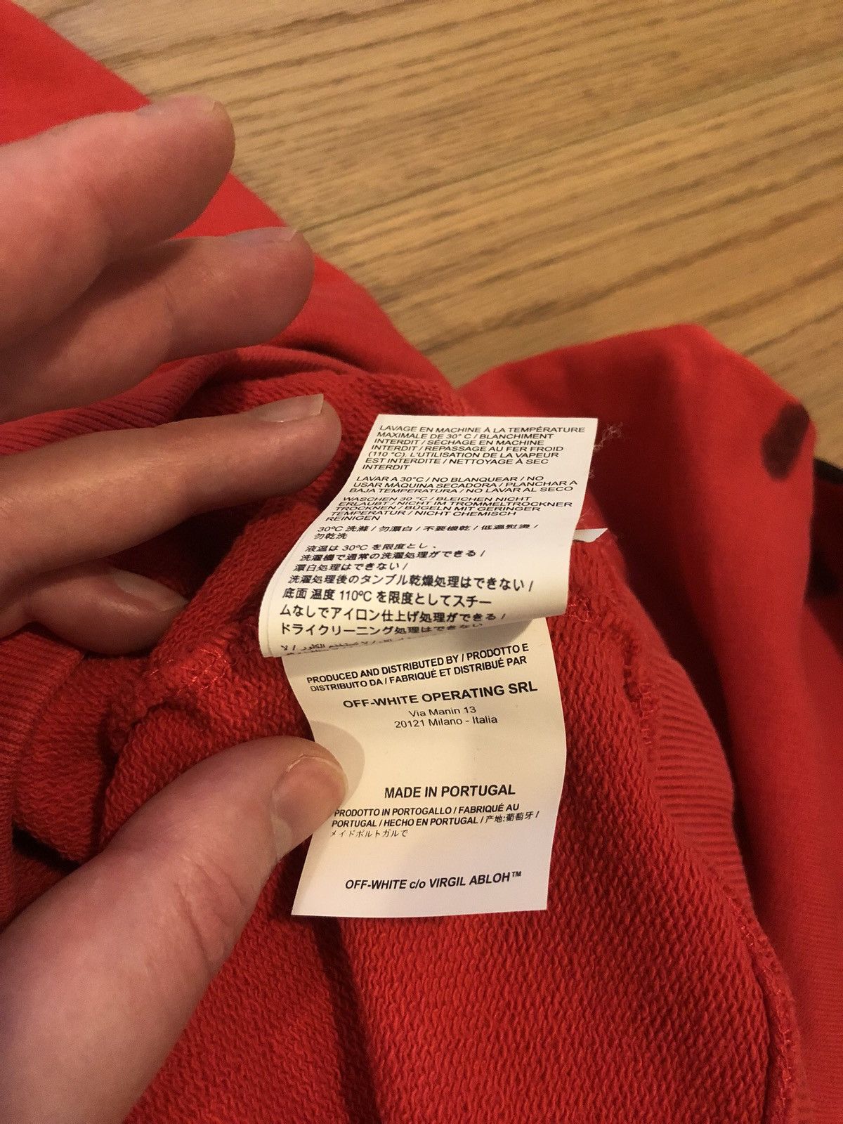 Off-White Off-White 19SS Diag Stencil Logo Hoodie Pullover Red/Black Size US S / EU 44-46 / 1 - 12 Thumbnail