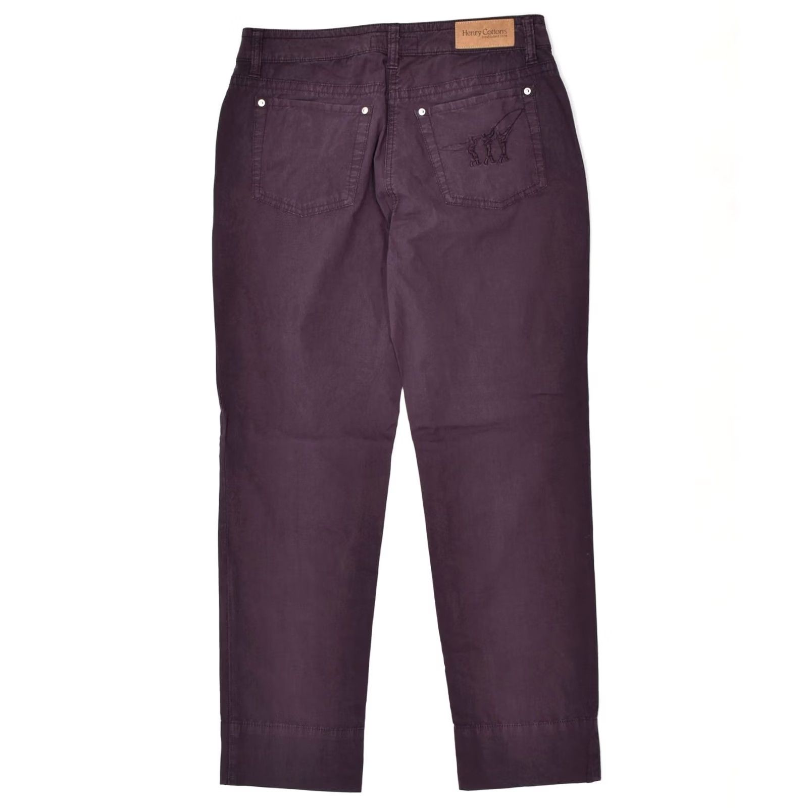 Vintage HENRY COTTONS Womens Tapered Casual Trousers W29 L28 Purple Cotton Size 29" - 2 Thumbnail