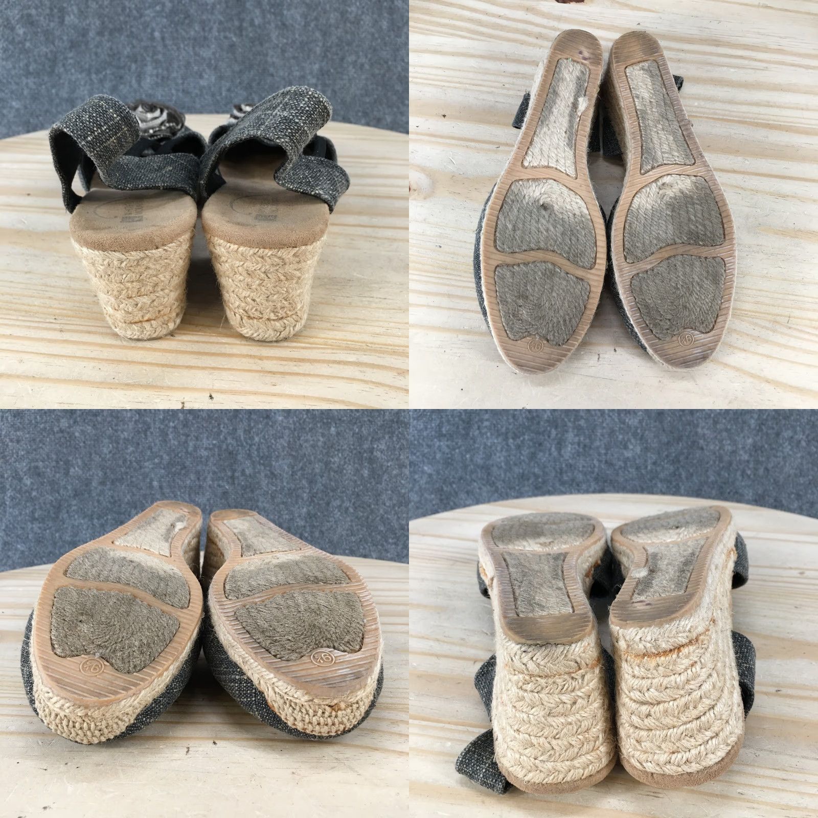 Vintage White Mountain Sandals Womens 9.5 M Serene Espadrille Gray Casual Wedge Heels Size US 10 / IT 40 - 9 Thumbnail