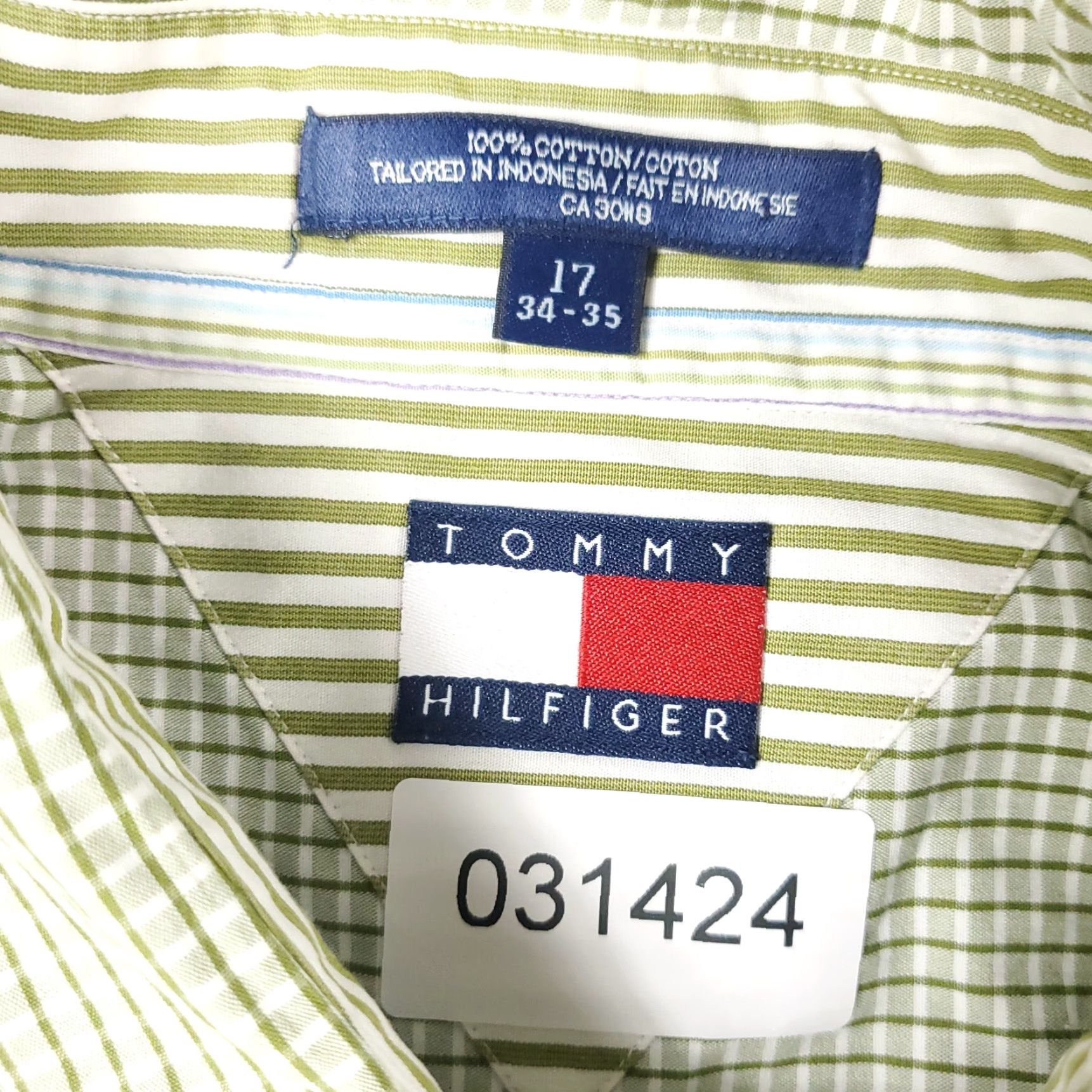 Tommy Hilfiger Tommy Hilfiger Dress Shirt Mens 17 Green Check Button-Down Long Sleeve 100% Cotton Vintage? No (Regular) - Classic Casual Workwear Mens Shirt Size 46R - 7 Thumbnail