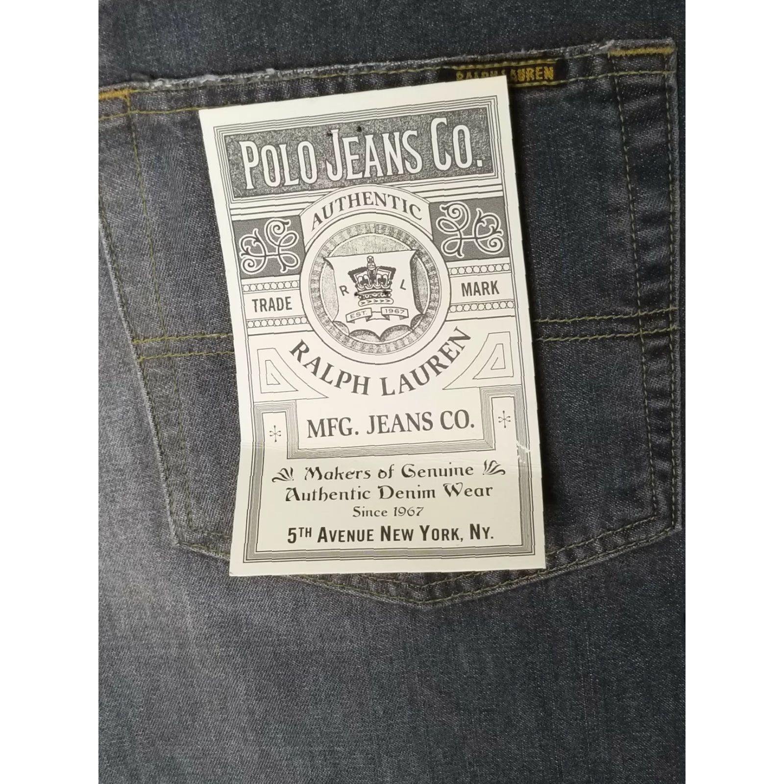 Polo Ralph Lauren Vintage 90s Men's Polo Ralph Lauren Grey Denim Jeans 34x34 Deadstock Easy Fit New York Size US S / EU 44-46 / 1 - 5 Thumbnail