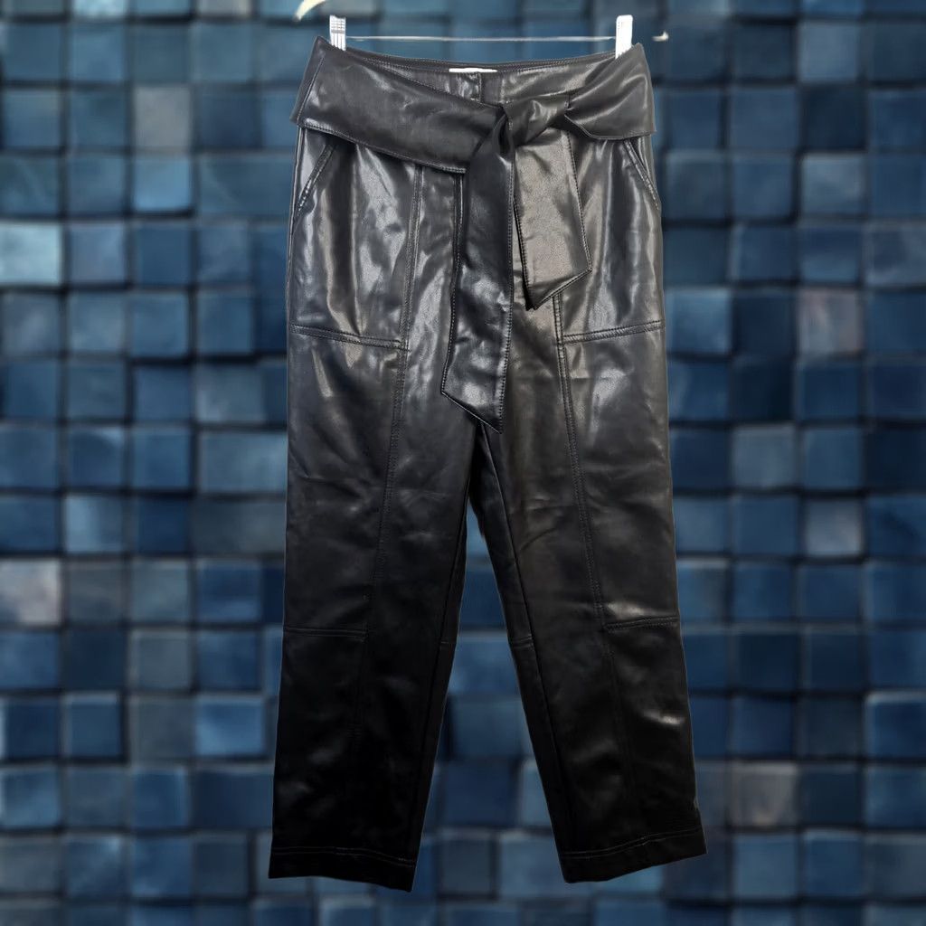 Jonathan Simkhai Jonathan Simkhai Faux Leather Belted Ankle Pants Pockets Straight leg Size 8 Black Women's Pants Slim Belted Front Pockets Casual Modern 8 Womens Size 30" / US 8 / IT 44 - 1 Thumbnail