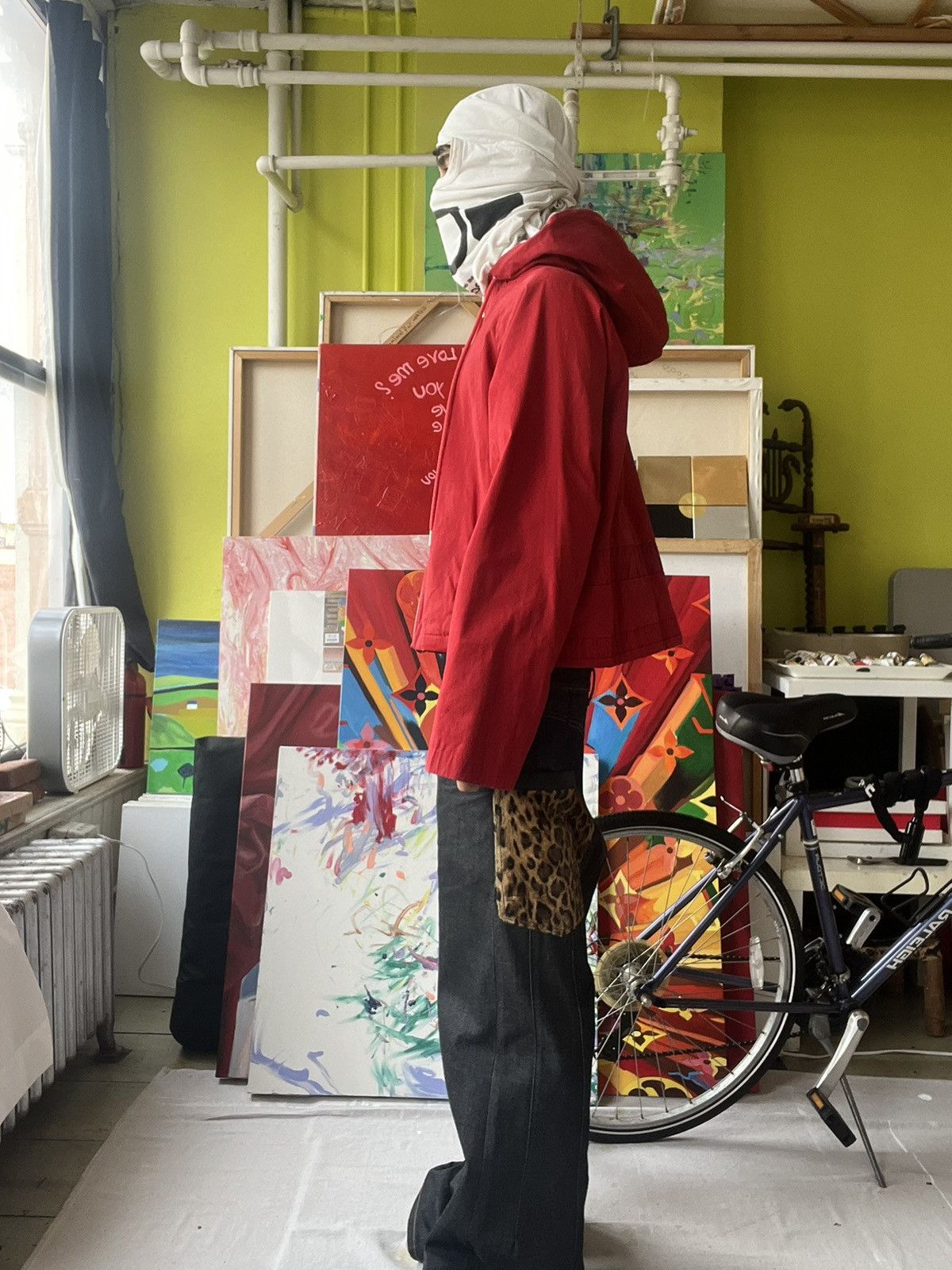 image of Helmut Lang Cropped Jacket in Red, Men's (Size Medium)