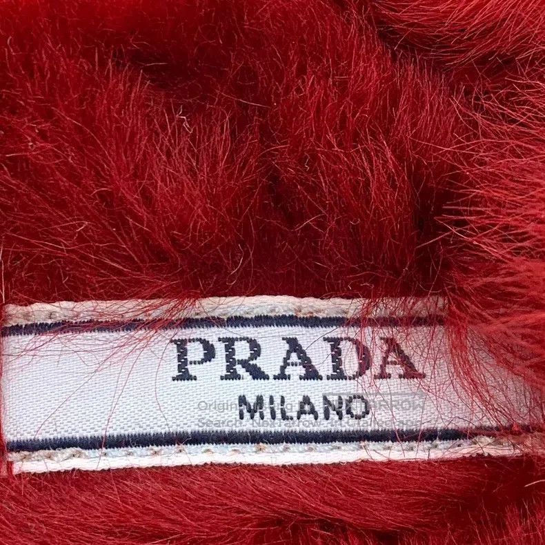 Prada Prada Red diamond-encrusted thick-heeled plush mule wrap h Size US 4.5 / IT 34.5 - 7 Thumbnail