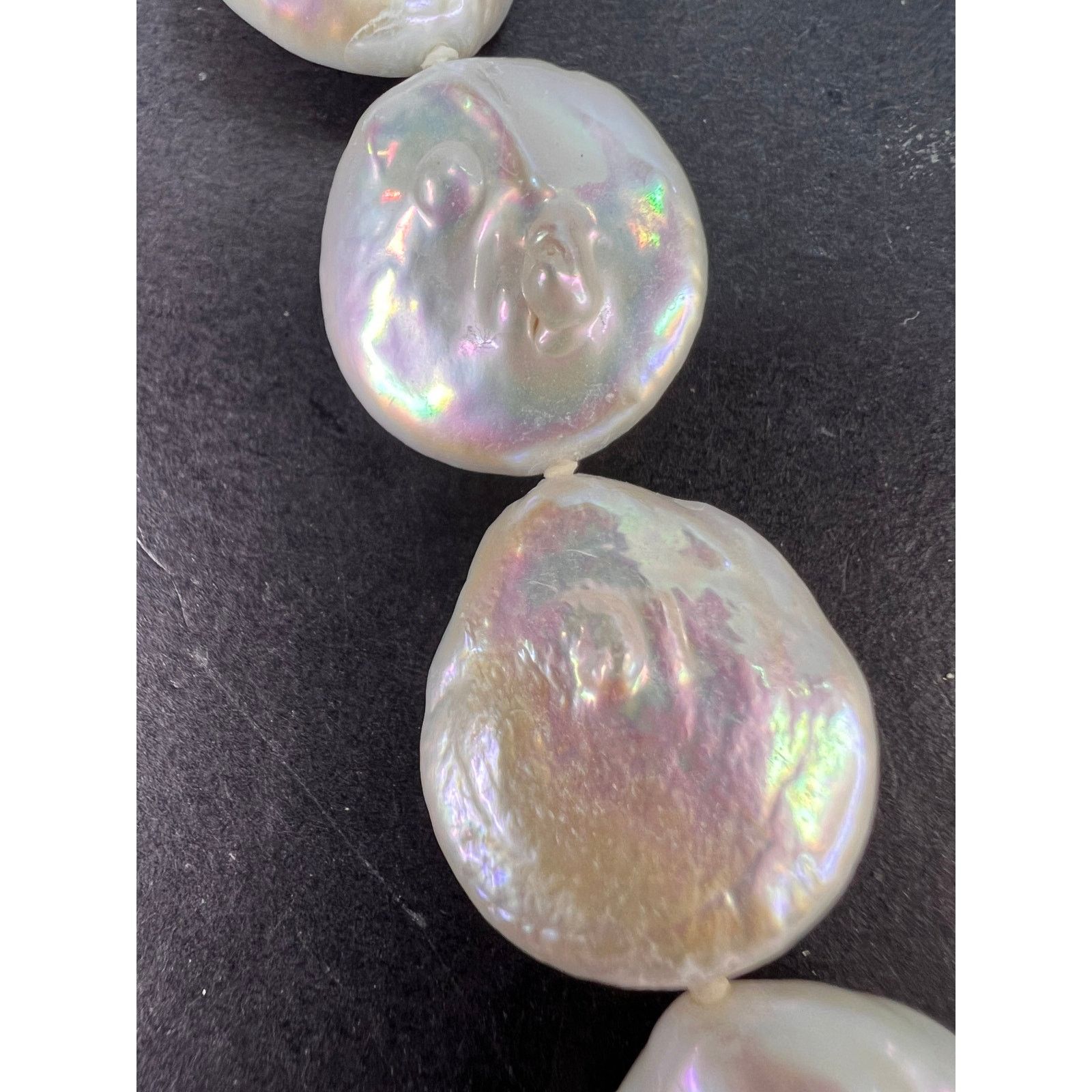 Cultured coin pearl necklace with sterling silver clasp