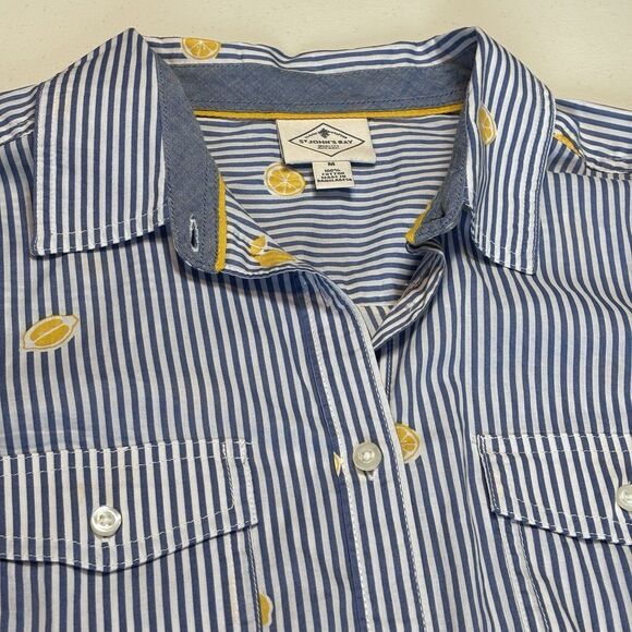 St. Johns Bay St. John's Bay Women Button Up Spring Shirt Blue Striped M Size M / US 6-8 / IT 42-44 - 7 Thumbnail
