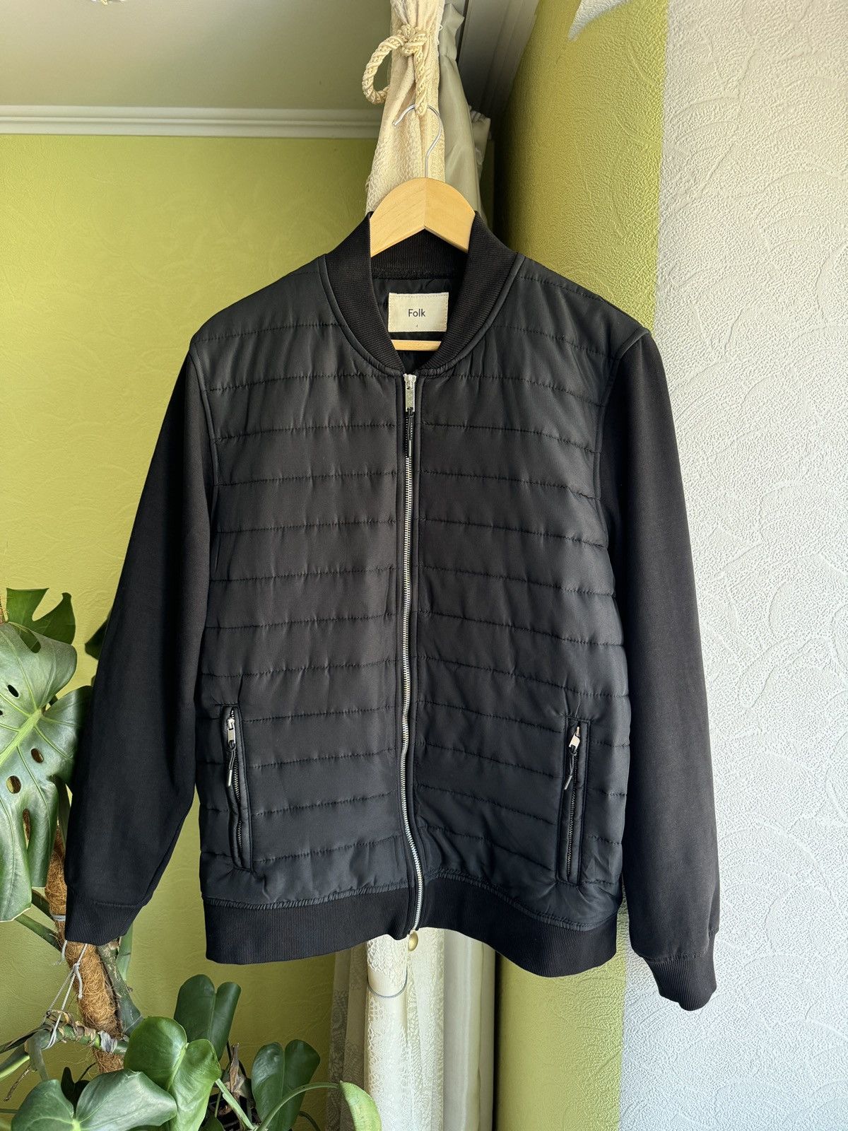 Folk Folk Nylon Cotton Quilted Light Bomber Jacket Black Size US L / EU 52-54 / 3 - 2 Thumbnail