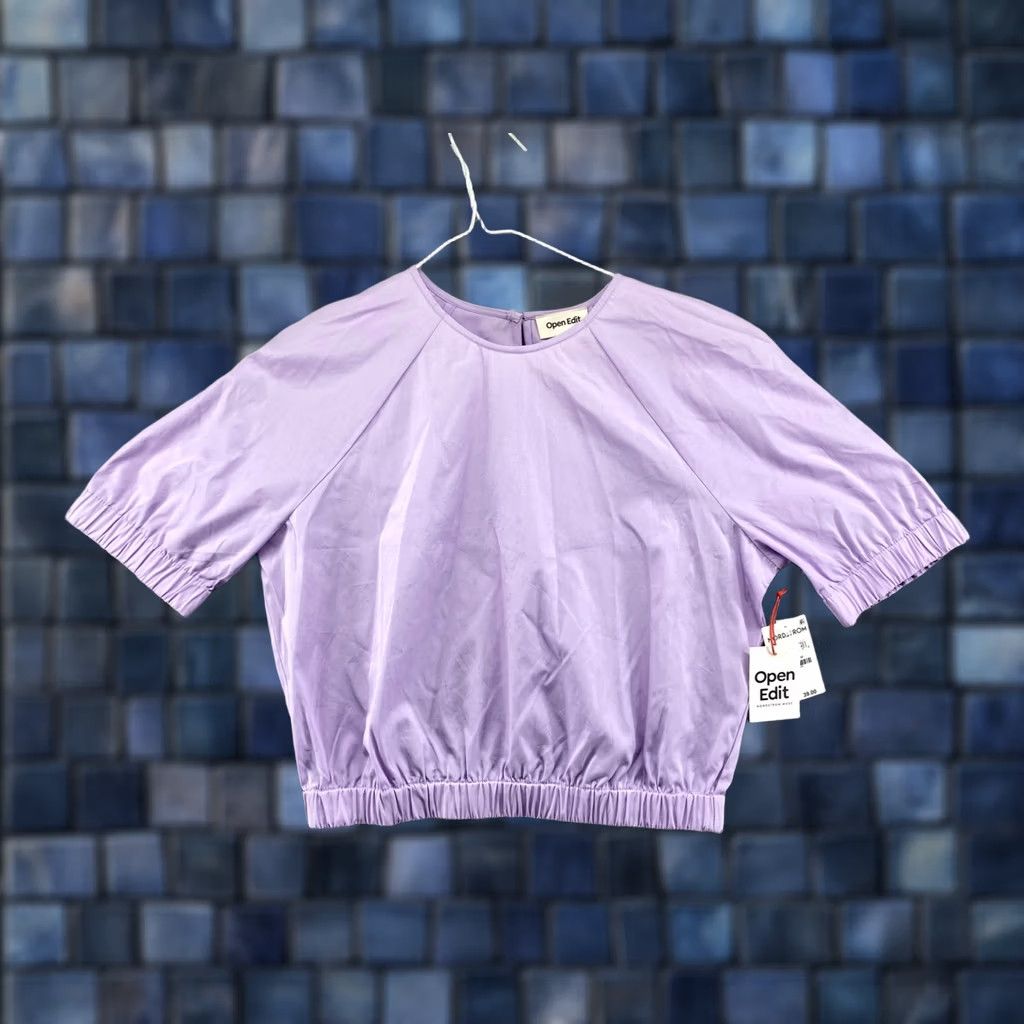 Vintage VINTAGE Open Edit Purple Elastic Crop Short Sleeve Top Womens M NEW Size M / US 6-8 / IT 42-44 - 1 Thumbnail
