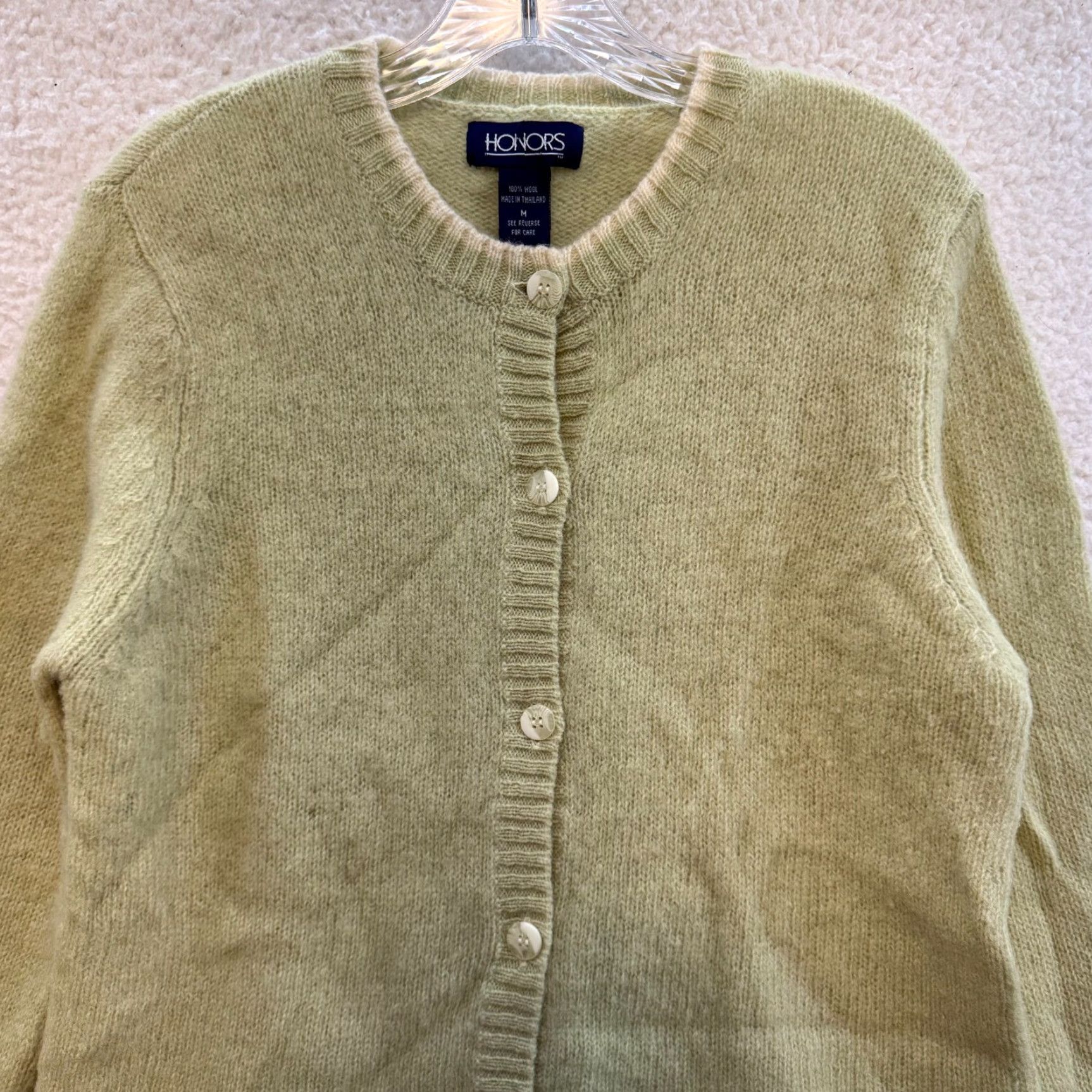Vintage VINTAGE Honors Wool Cardigan Sweater Medium Womens Green Knit 1990s M Wool Green Womens Size M / US 6-8 / IT 42-44 - 3 Thumbnail