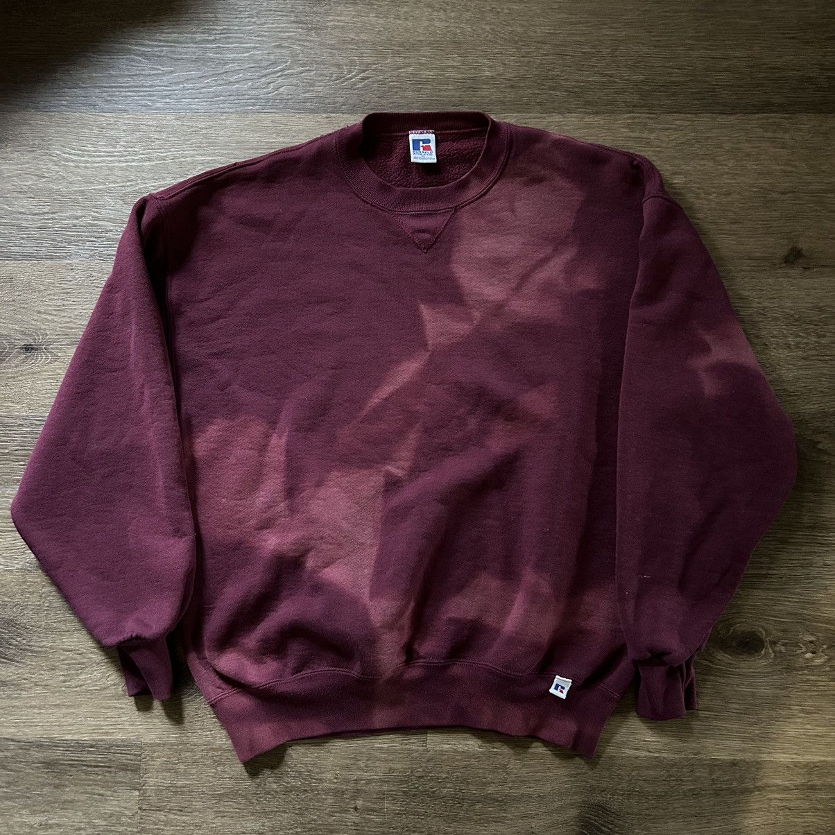 Russell Athletic × Vintage Vtg Russell Maroon Blank Crew Neck Size US XL / EU 56 / 4 - 1 Thumbnail