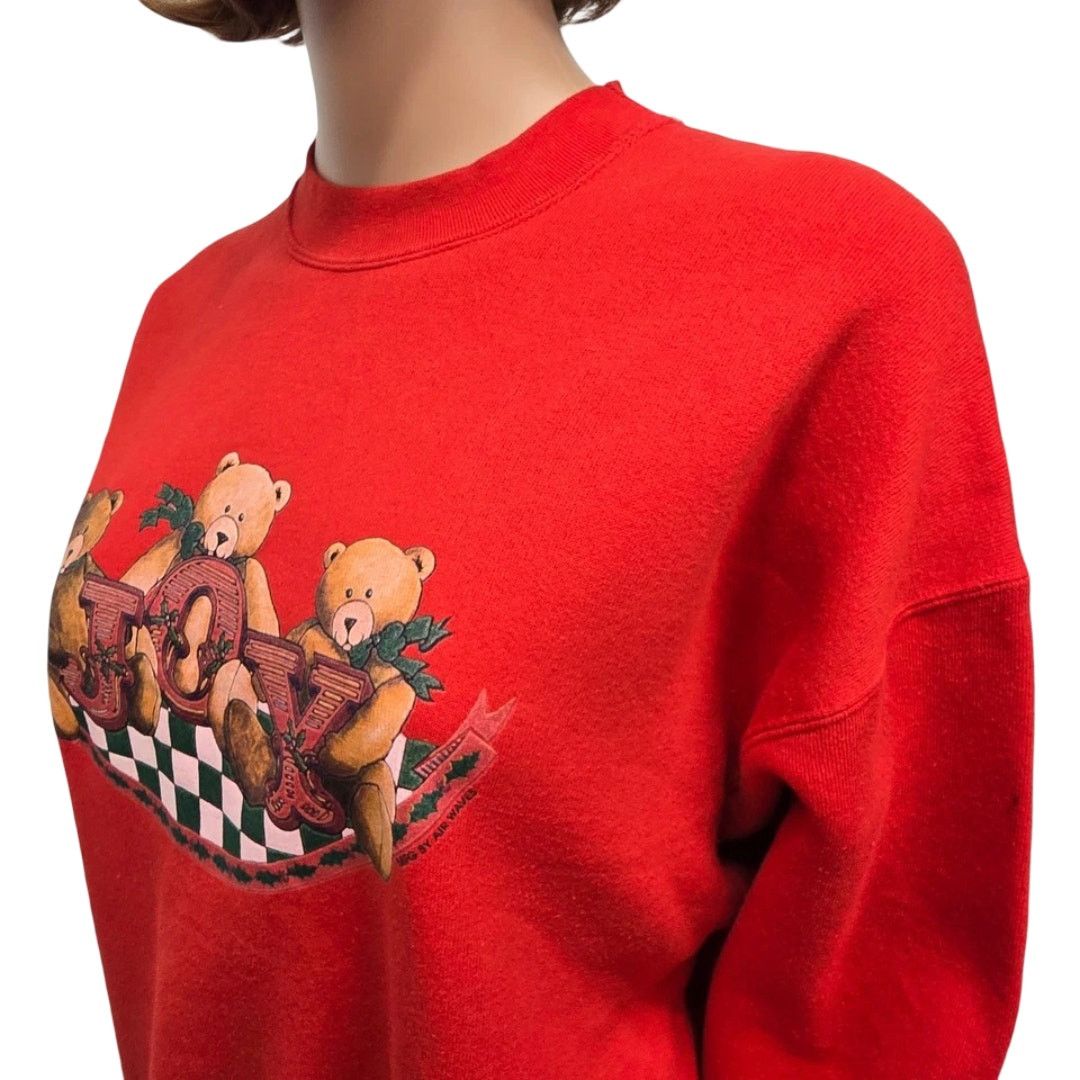 Vintage 90s Miller Sweatshirt XL Joy Teddy Bear Christmas Mockneck Size XL / US 12-14 / IT 48-50 - 8 Thumbnail