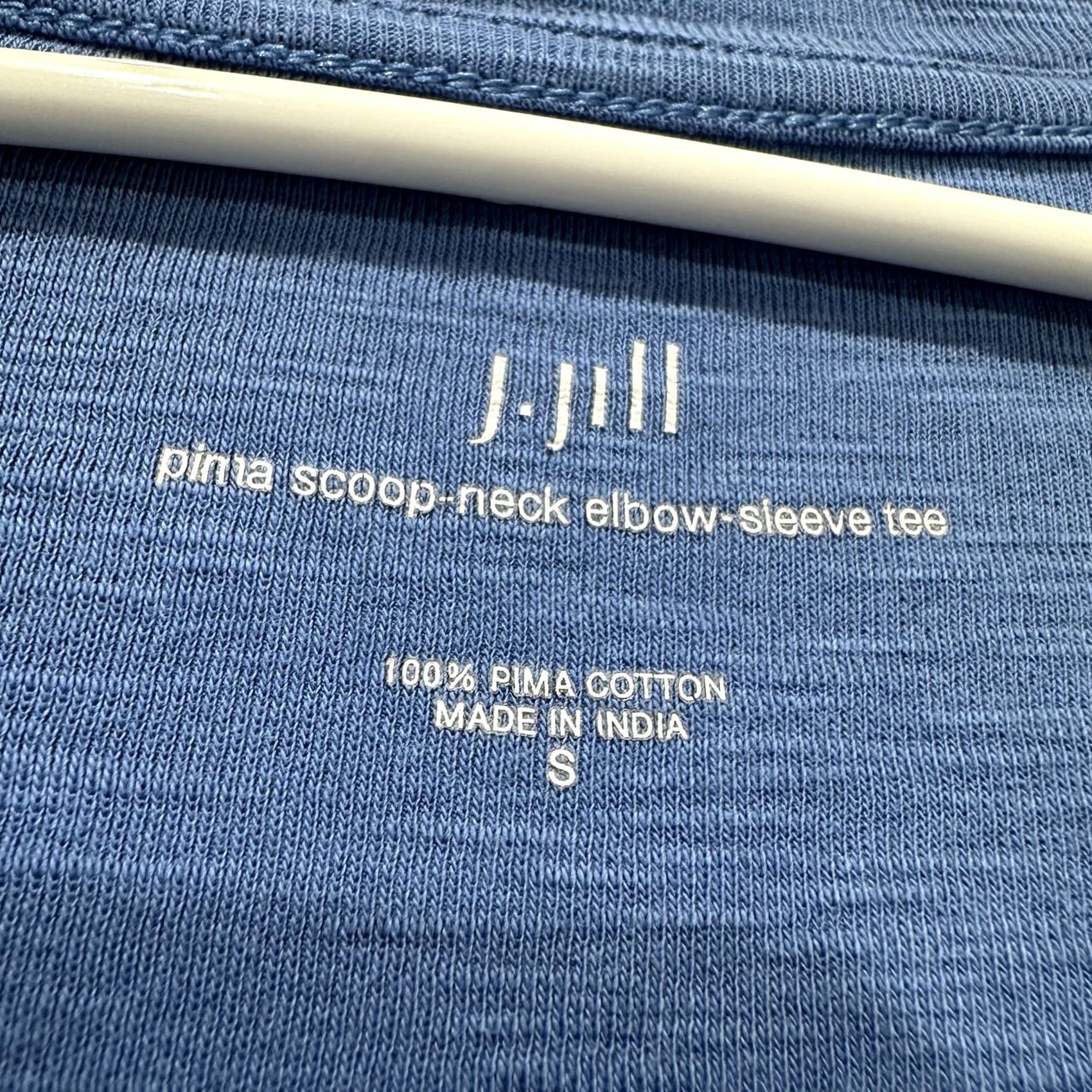 J. Jill J Jill T Shirt Womens Small Blue Casual Scoop Neck Elbow Sleeve Pima Cotton EUC Size XL / US 12-14 / IT 48-50 - 4 Thumbnail