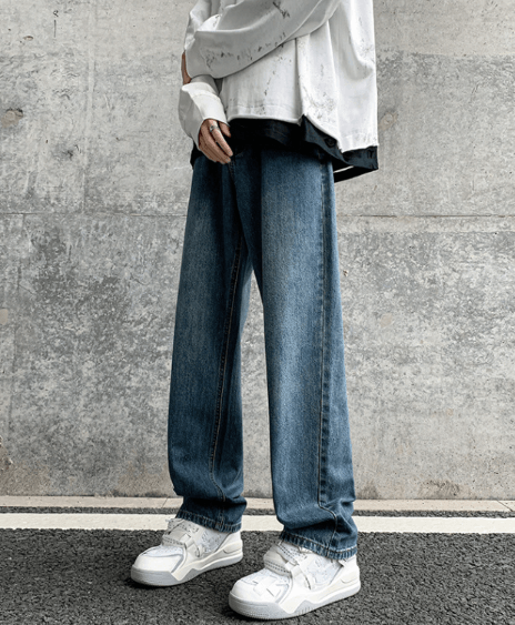 Japanese Brand × Jean Retro blue straight-leg trendy loose wide-leg bootcut jeans Size US 32 / EU 48 - 4 Thumbnail