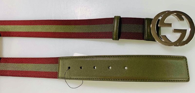 Gucci Gucci 🇮🇹 GG Medallion Interlocking web stripe belt 105 42 NEW Size 42 - 8 Thumbnail