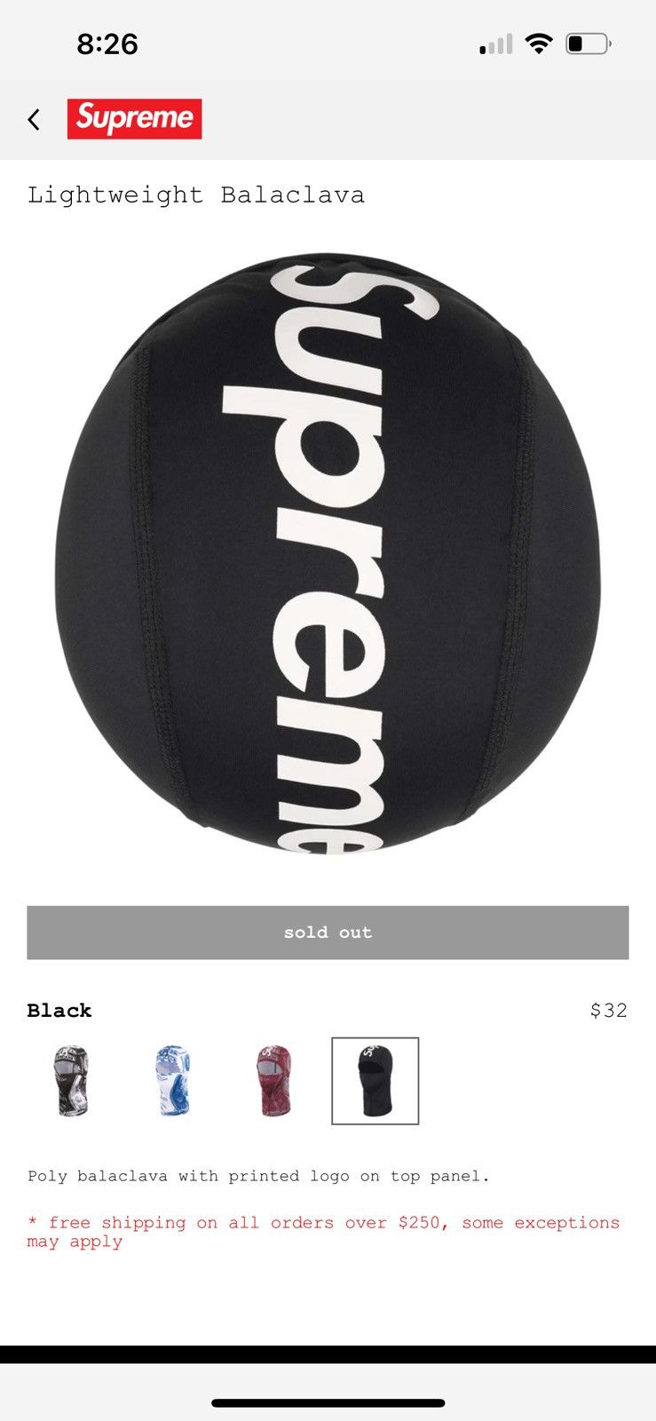 Supreme Supreme money Balaclava mask Size ONE SIZE - 3 Thumbnail