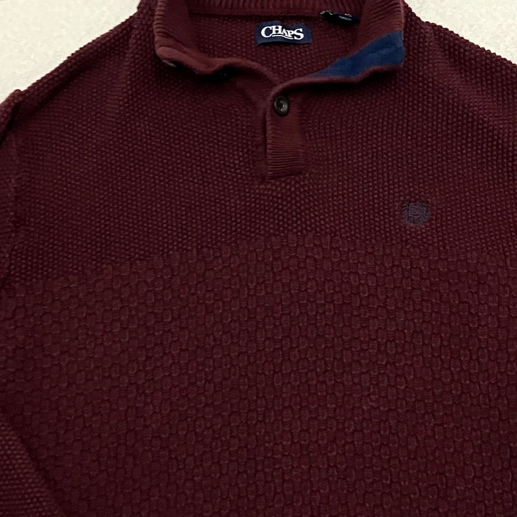 Chaps VINTAGE Chaps Jumper Mens XL Burgundy Button Neck Elbow Patches Knit Cotton Knit Pullover Shirt? Size US XL / EU 56 / 4 - 2 Thumbnail