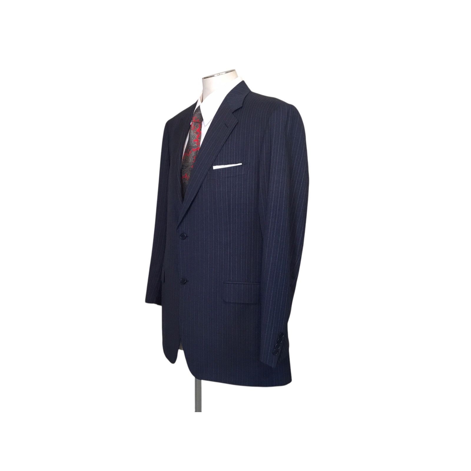 Canali Canali Navy Pinstripe Wool Suit Coat - Made in Italy Size 44R - 11 Thumbnail