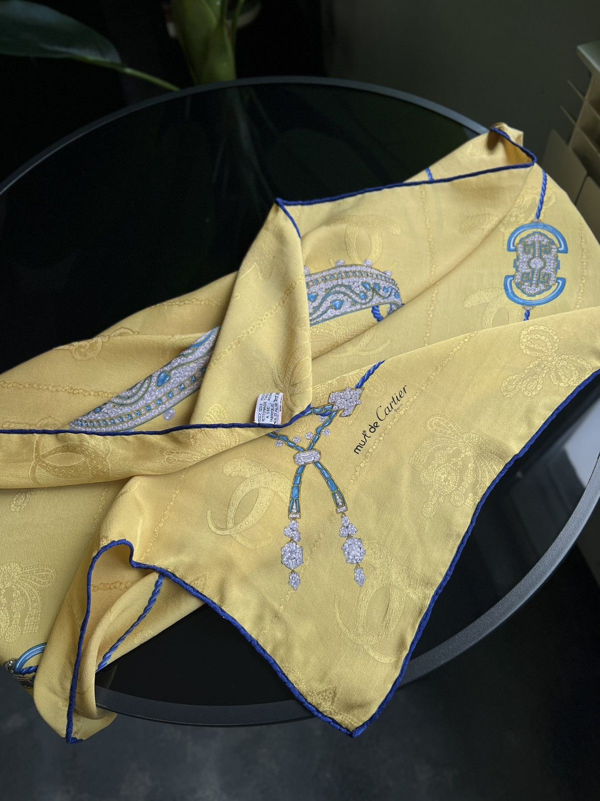 Cartier Vintage Cartier Yellow Silk Scarf Jewelry Print Paris Size ONE SIZE - 8 Thumbnail