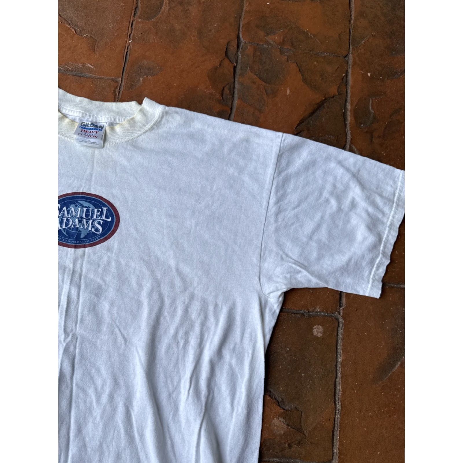 Gildan VINTAGE Samuel Adams Beer Promo T-Shirt XL Men White Cotton Short Sleeve Crew Neck Logo 1990s 2000s Hanes Heavyweight Size US XL / EU 56 / 4 - 6 Thumbnail