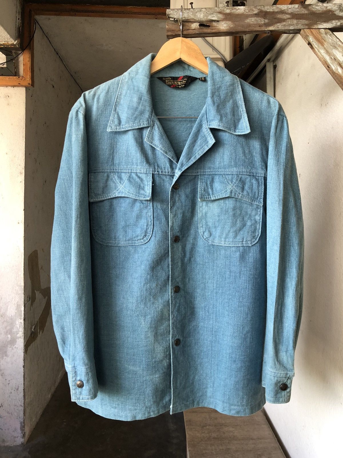 Sears Vintage 70s Sears Thick Denim Western Shirt Size US L / EU 52-54 / 3 - 1 Thumbnail