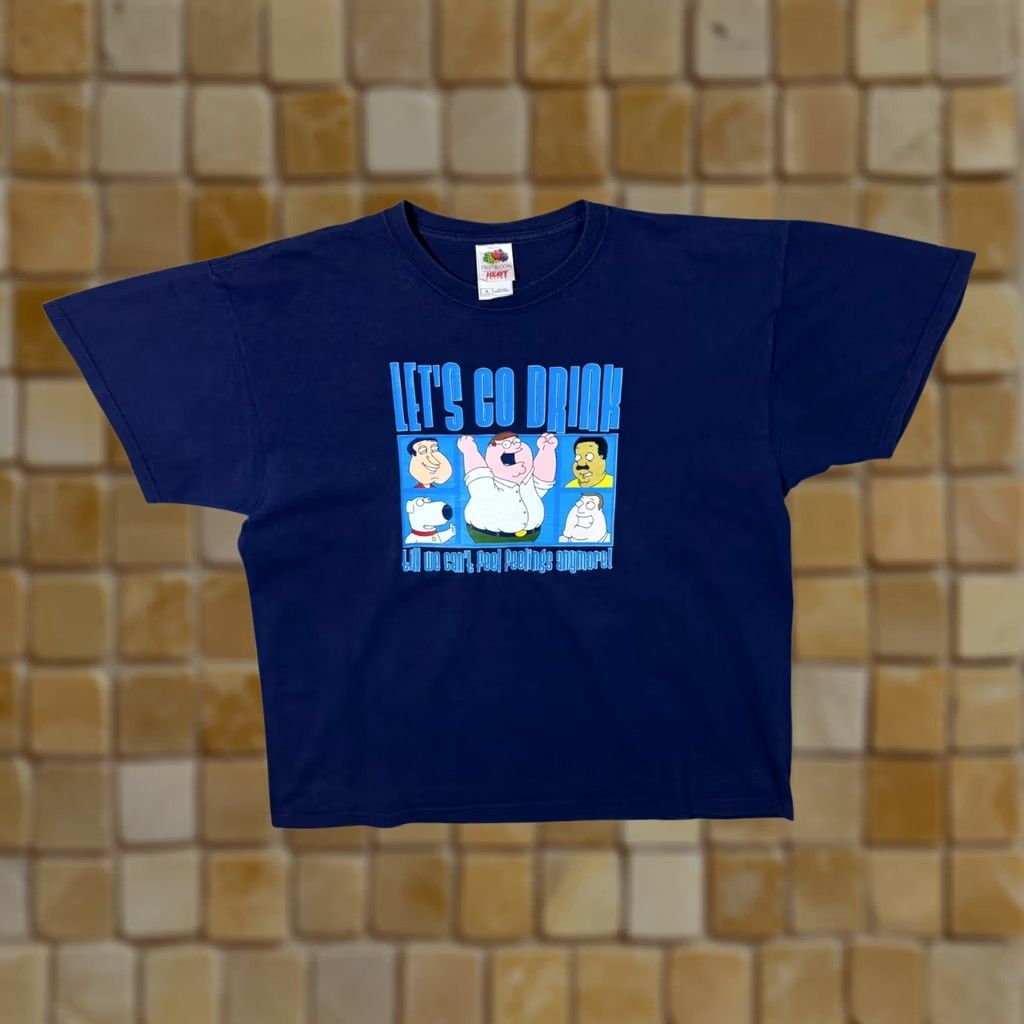 Fruit Of The Loom Family Guy "Let's Go Drink" Animated Cartoon TV Show Graphic Navy Blue T-Shirt XL Mens Regular 100% Cotton Navy Blue Graphic Print T-Shirt Boys? Size US XL / EU 56 / 4 - 1 Thumbnail