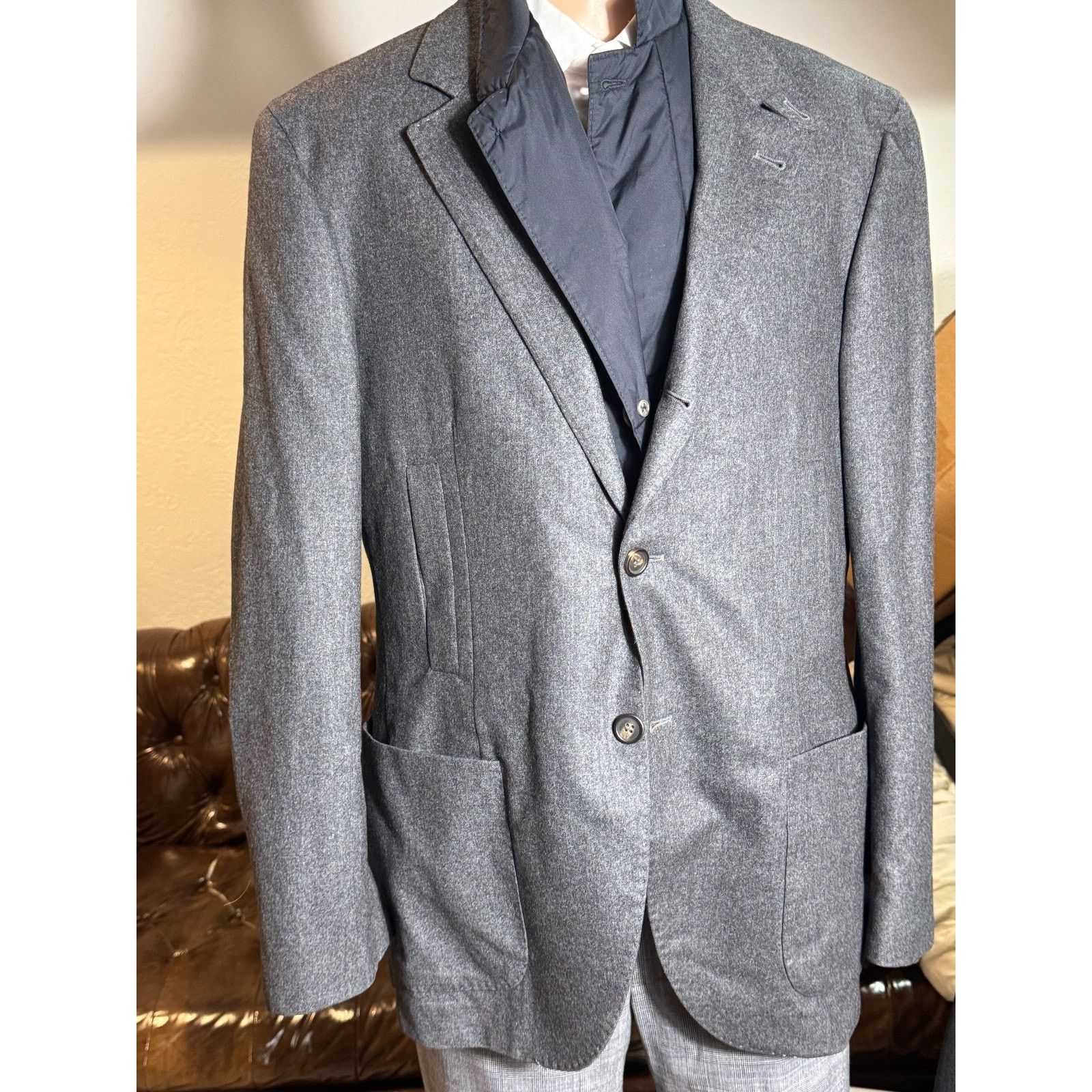 Brunello Cucinelli Brunello Cucinelli Hybrid Gray Cashmere Blazer Nylon Vest 52 Size US L / EU 52-54 / 3 - 1 Thumbnail