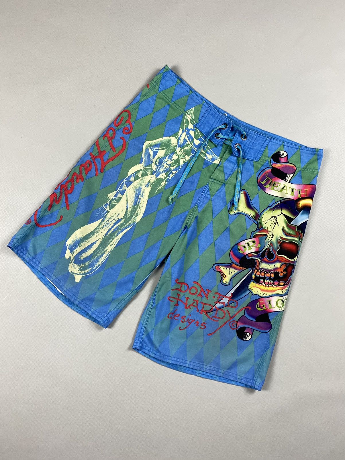 Ed Hardy Ed Hardy Y2K men’s overprinted surf swim shorts size ~ 32 Size US 32 / EU 48 - 7 Thumbnail